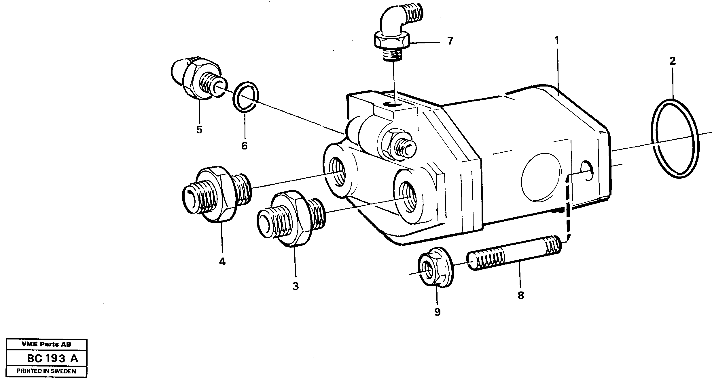 Hydraulic pump with fitting parts — volvo parts diagram