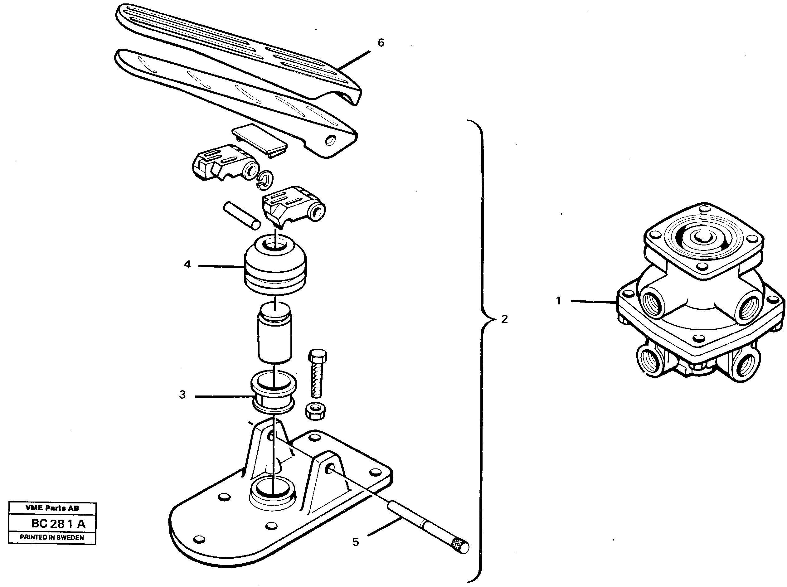 Footbrake valve — volvo parts diagram