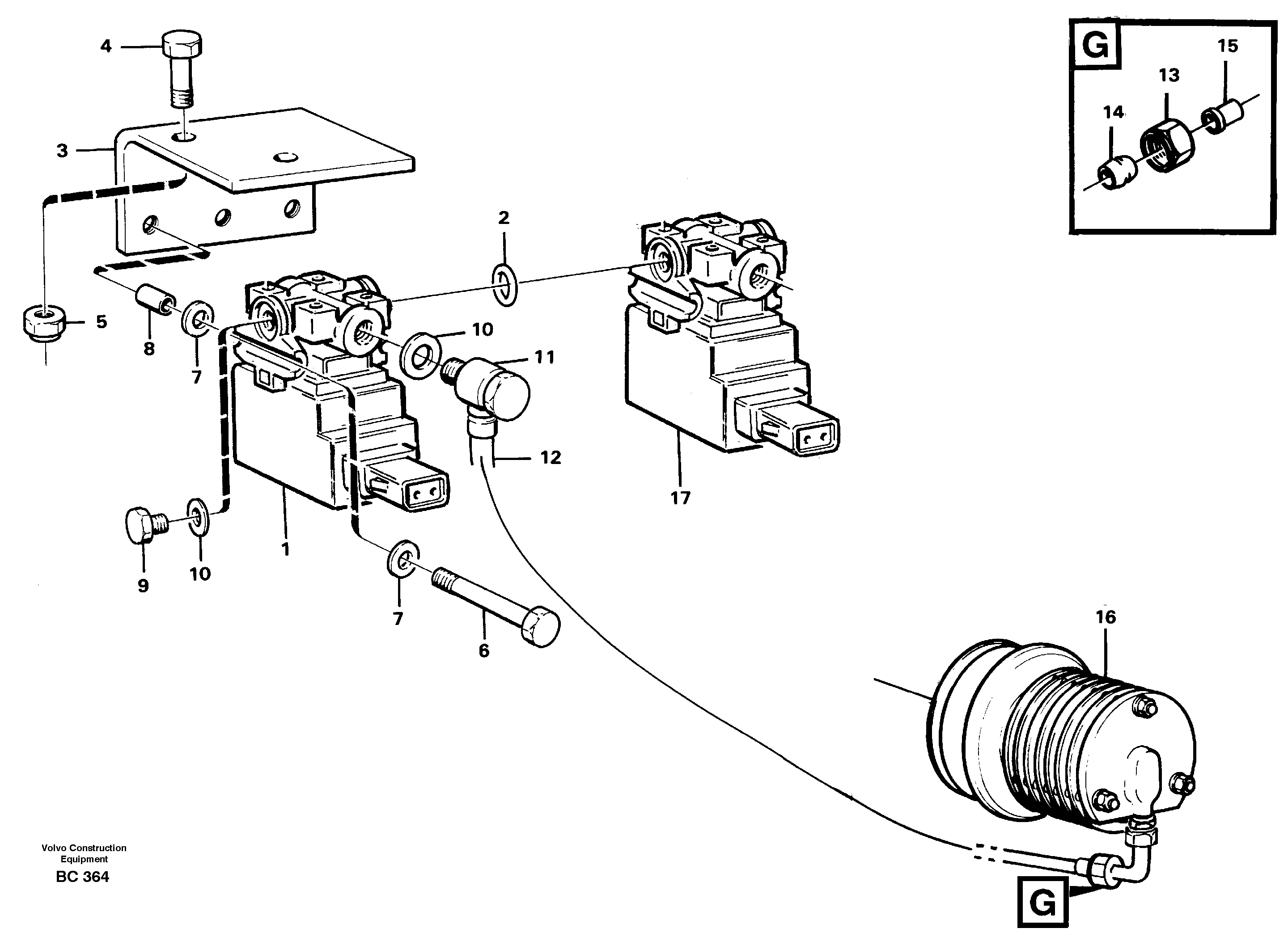 Comp. air controls, exhaust pressure regulator  CAB 3591 - — volvo parts diagram