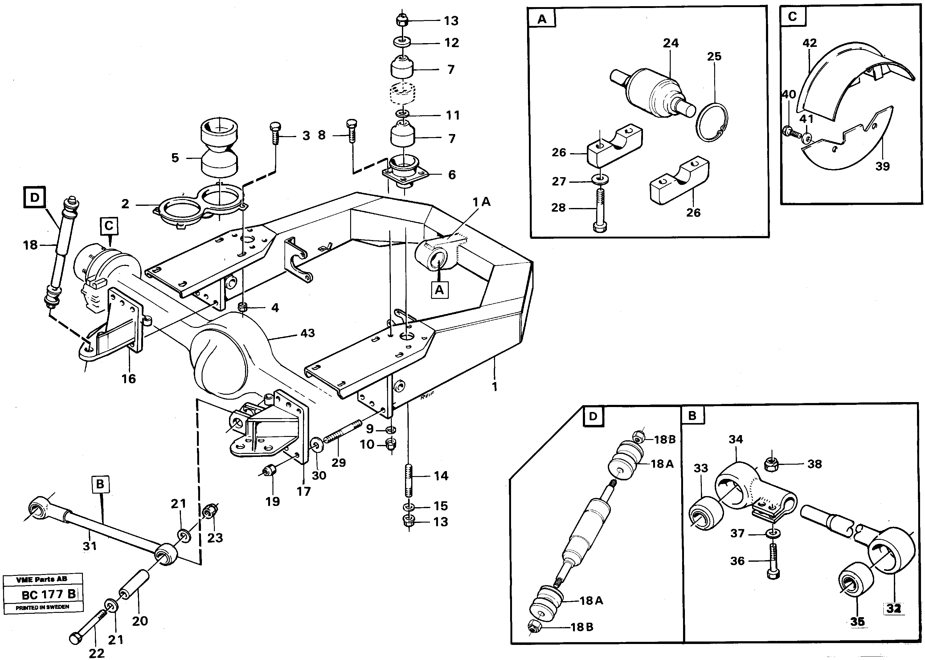 Front axle suspension — volvo parts diagram