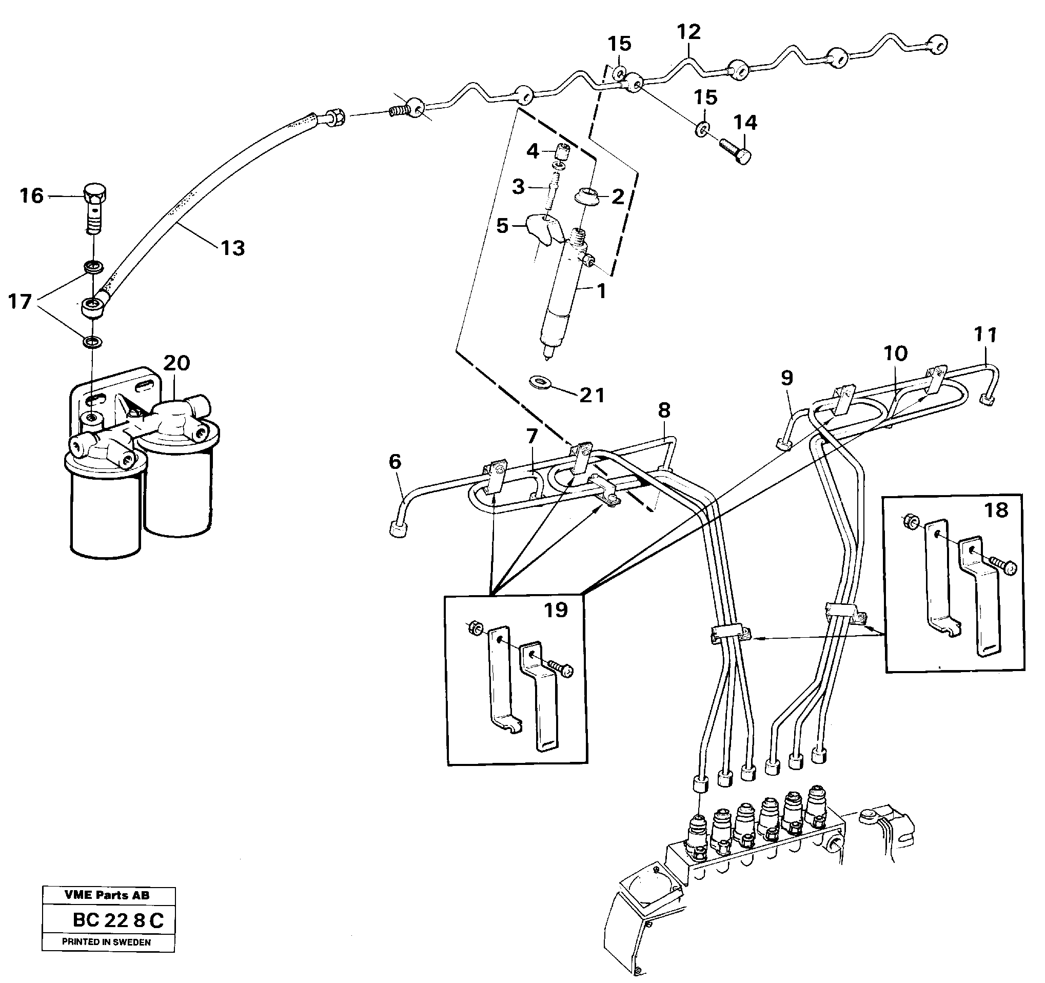 Fuel pipes-injector — volvo parts diagram