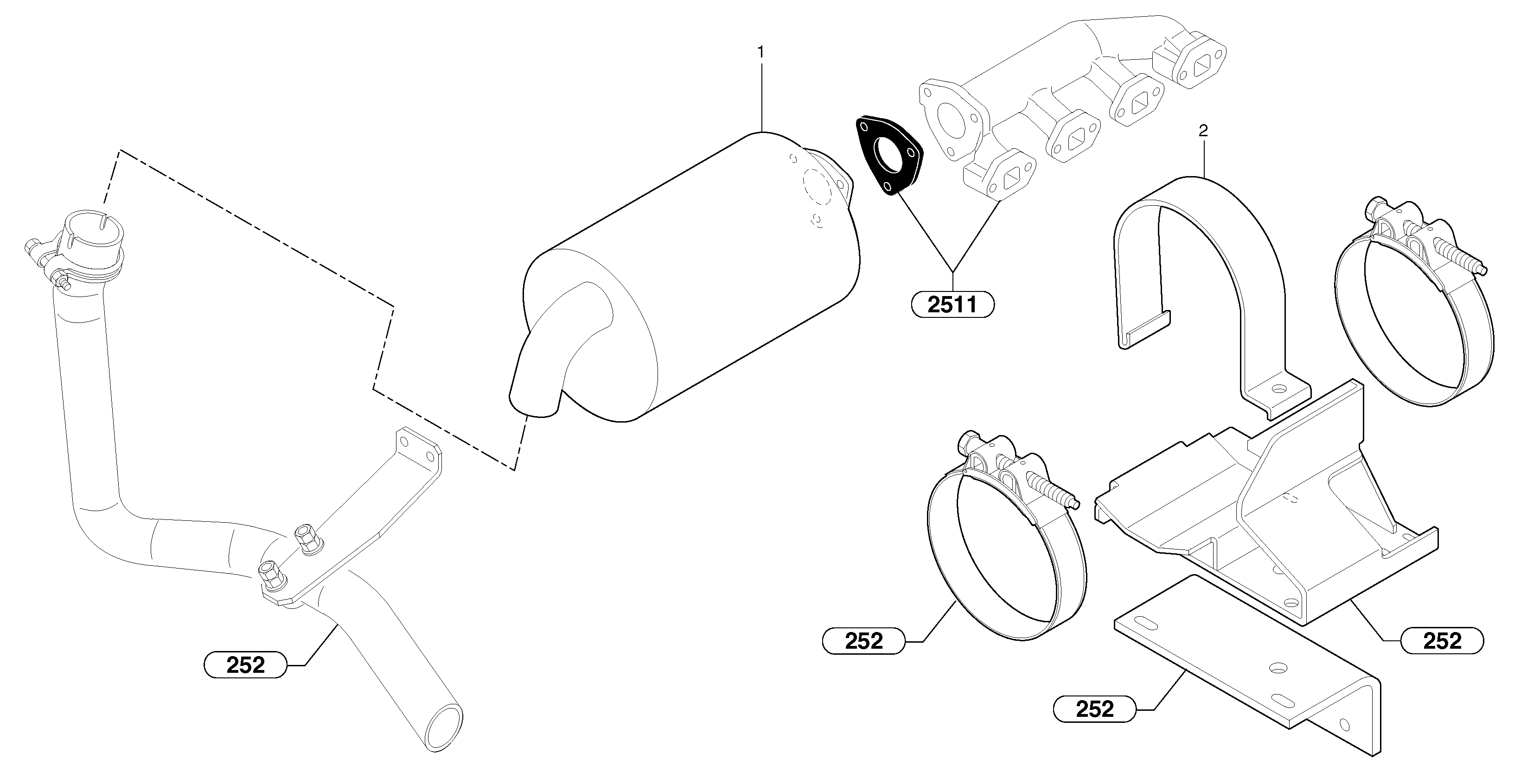 Muffler with catalytic exhaust — volvo parts diagram