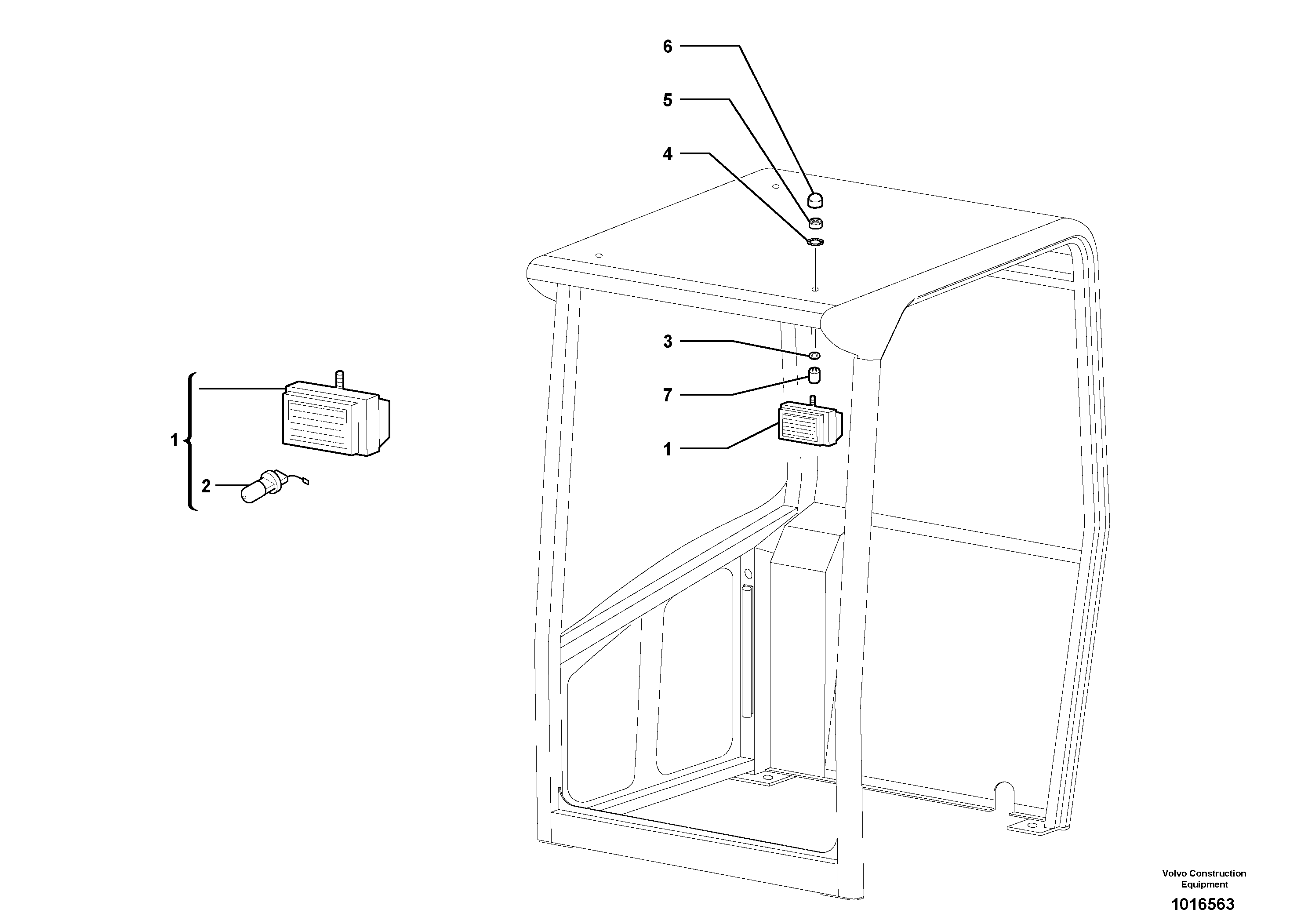 Front headlight on canopy — volvo parts diagram