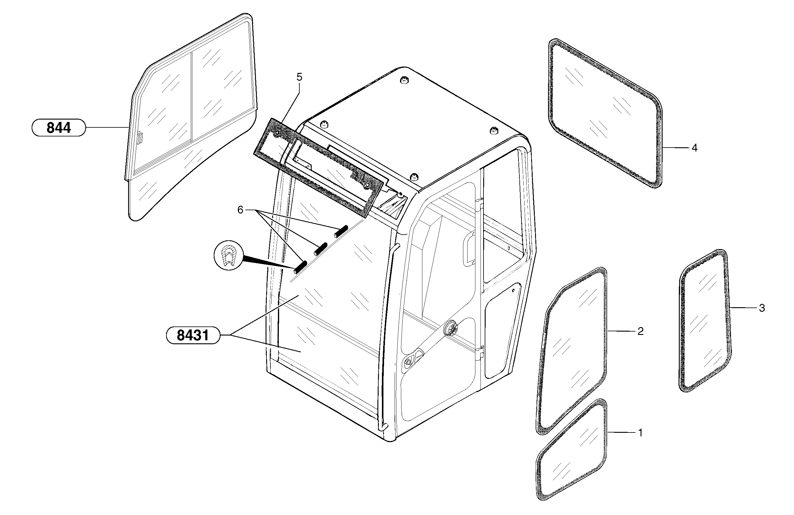 Cab : glass — volvo parts diagram