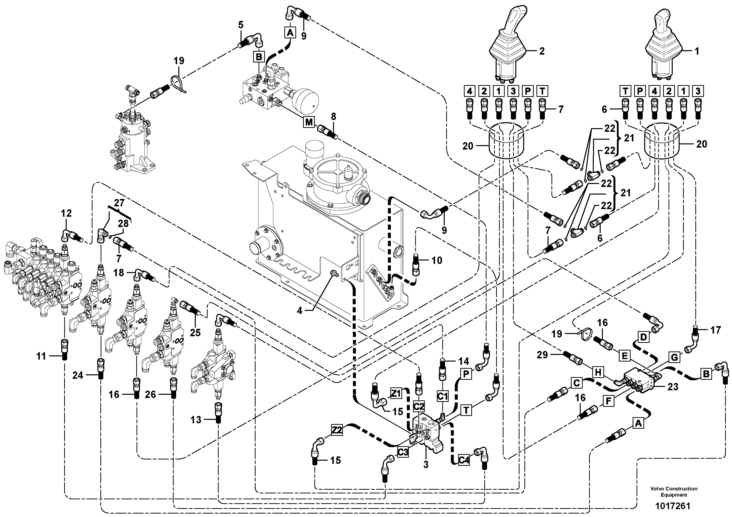 Hydraulic circuit ( low pressure )  USA — volvo parts diagram