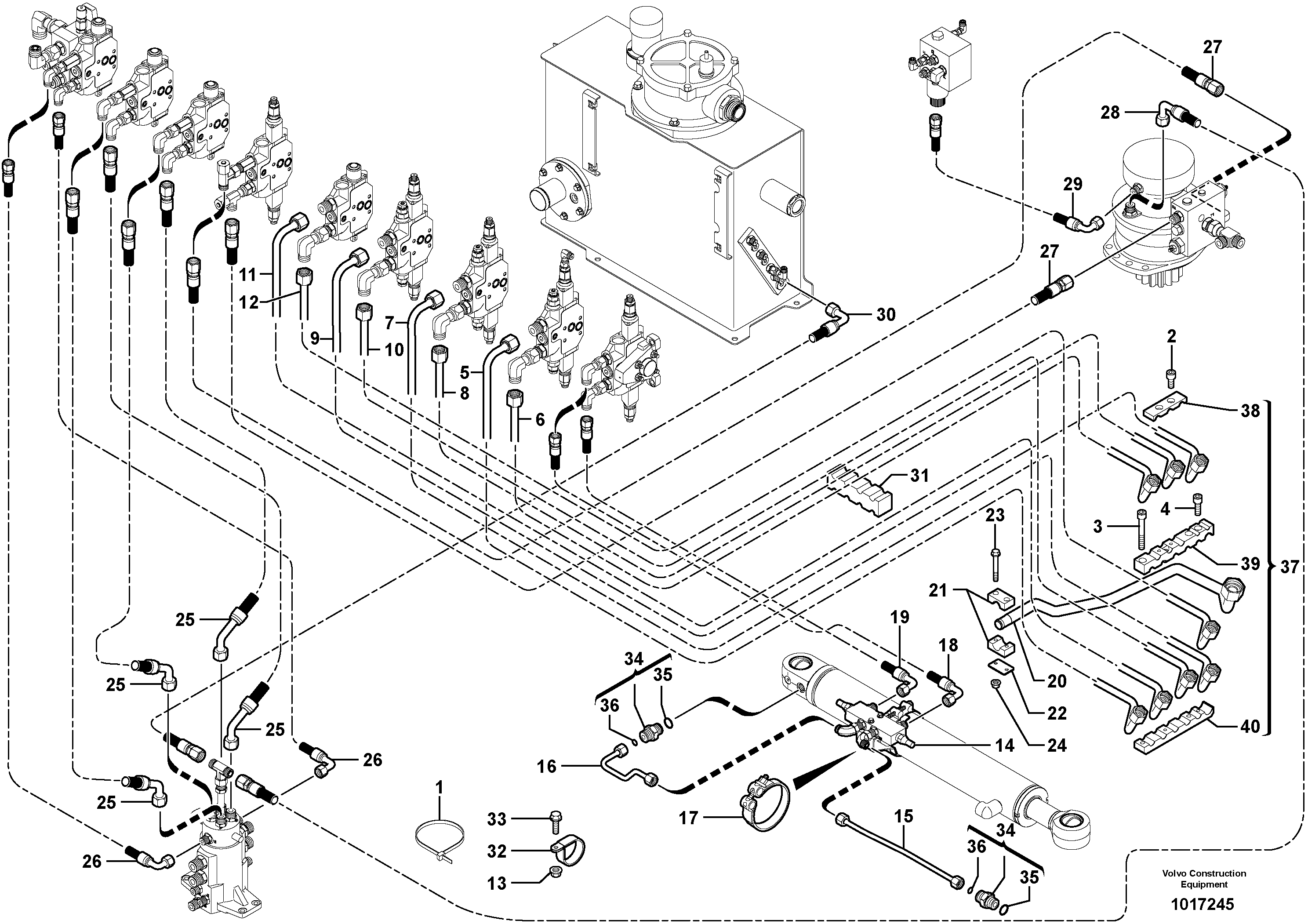 Hydraulic circuit ( platform/balancing valve/offset cylinder ) — volvo parts diagram