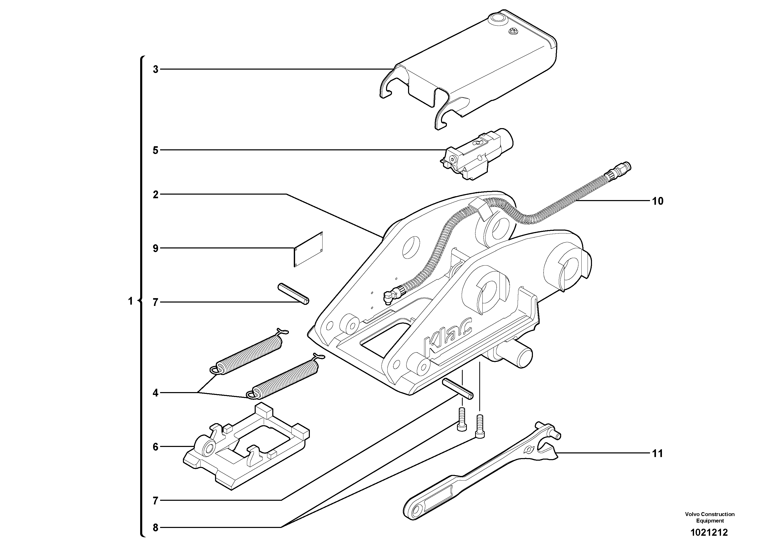 Tool holder / hydraulic control — volvo parts diagram
