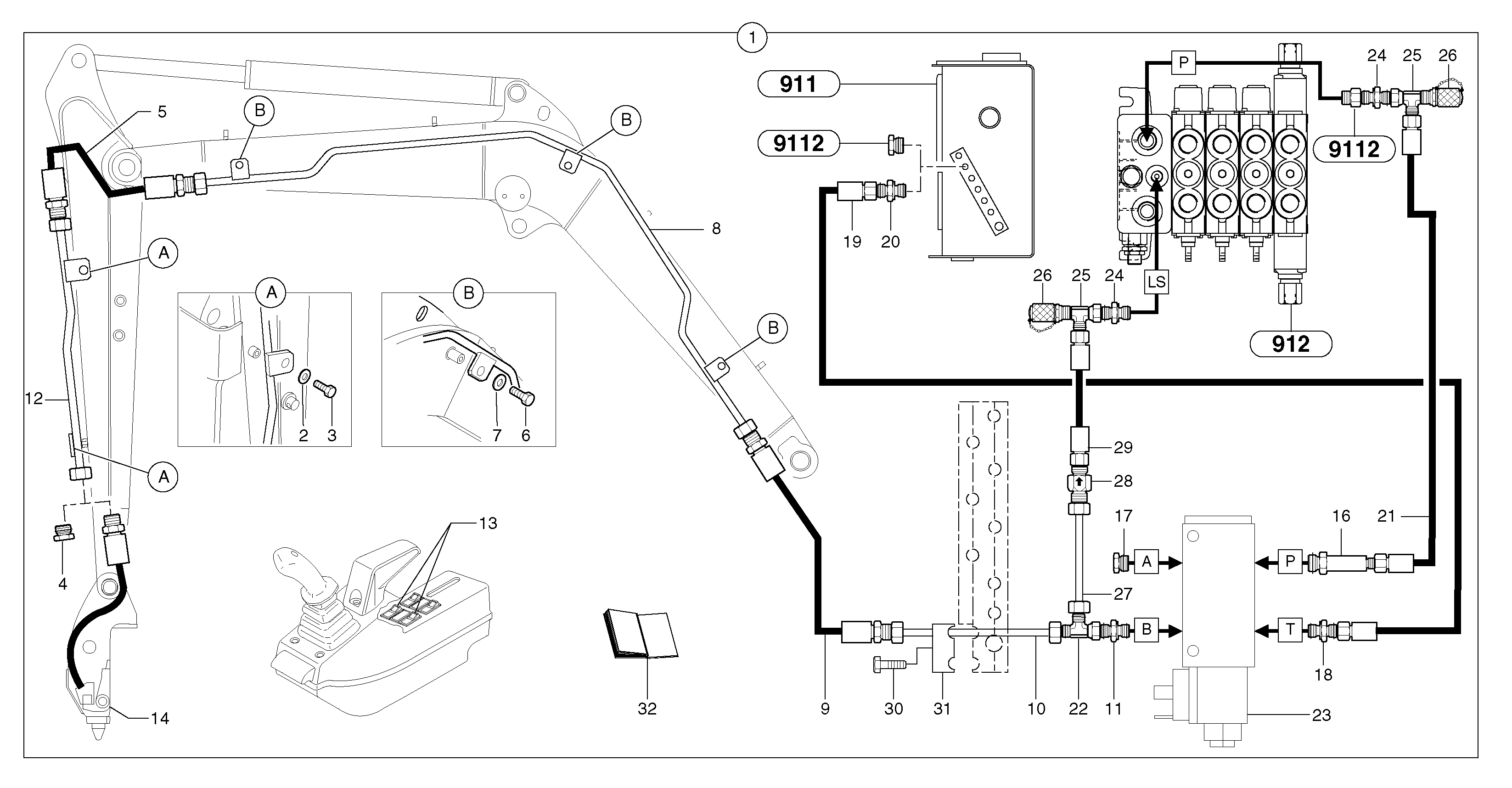 Hydraulic circuit ( snap-action attachment ) — volvo parts diagram