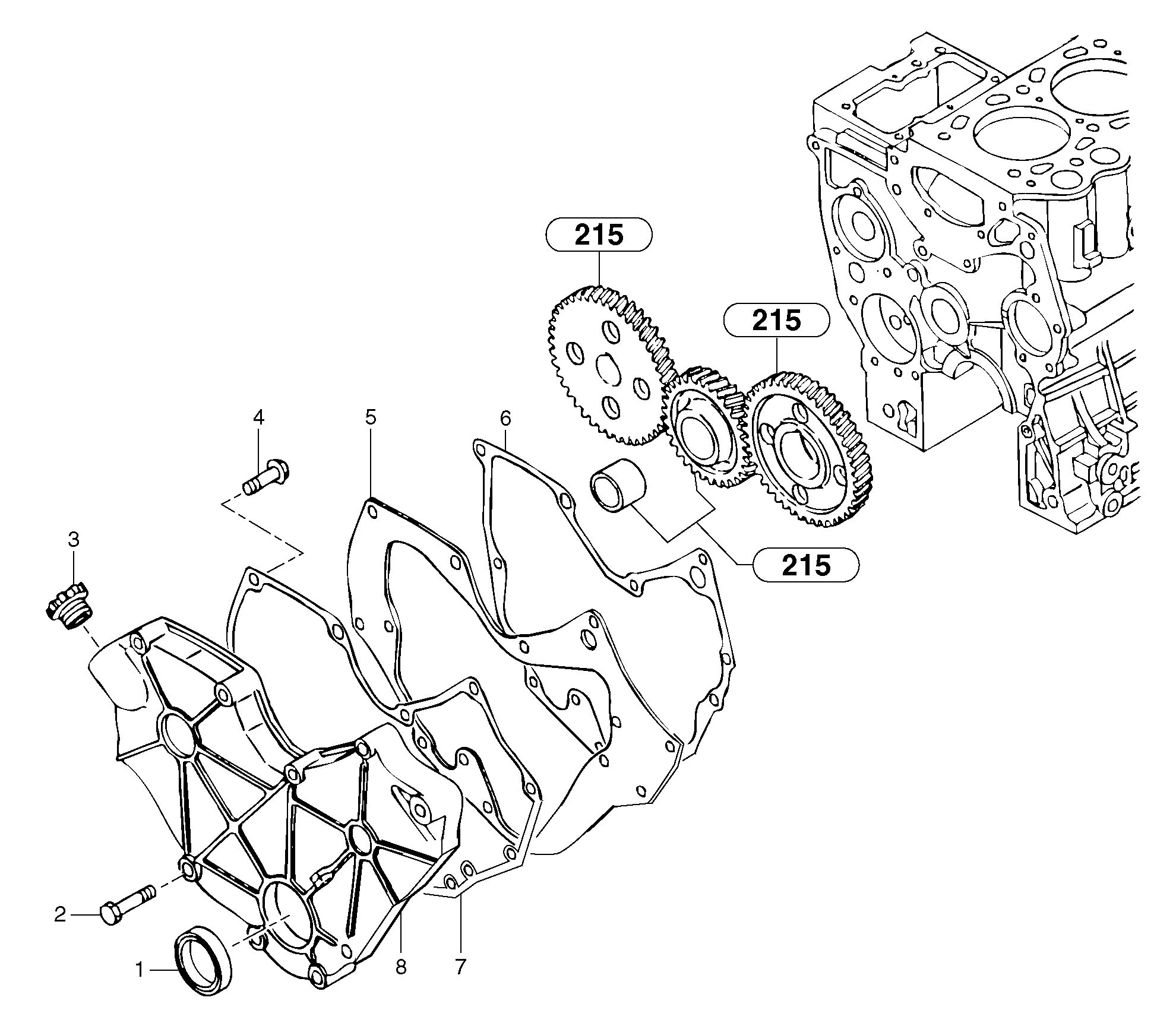 Timing gear casing — volvo parts diagram