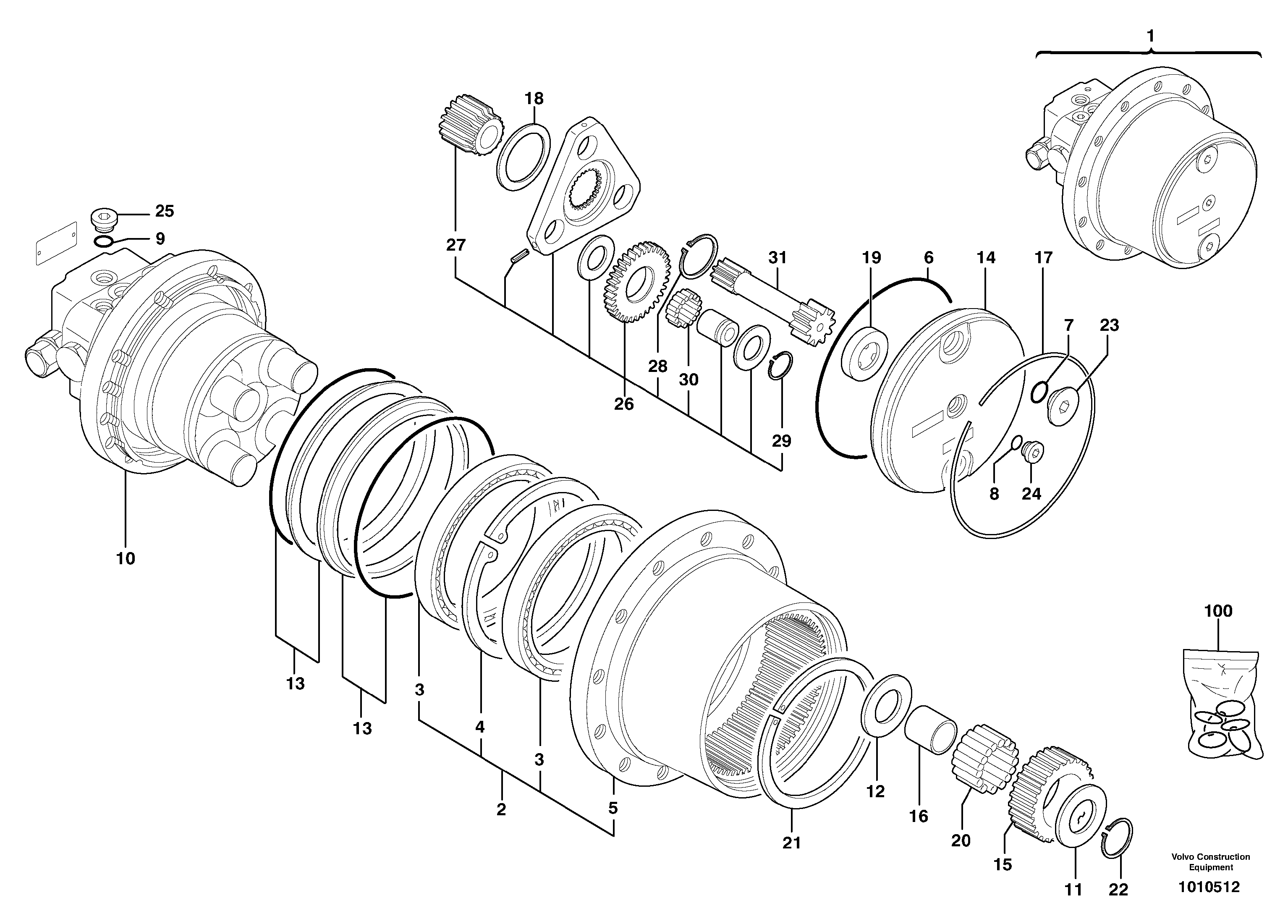 Hydraulic travelling motor — volvo parts diagram