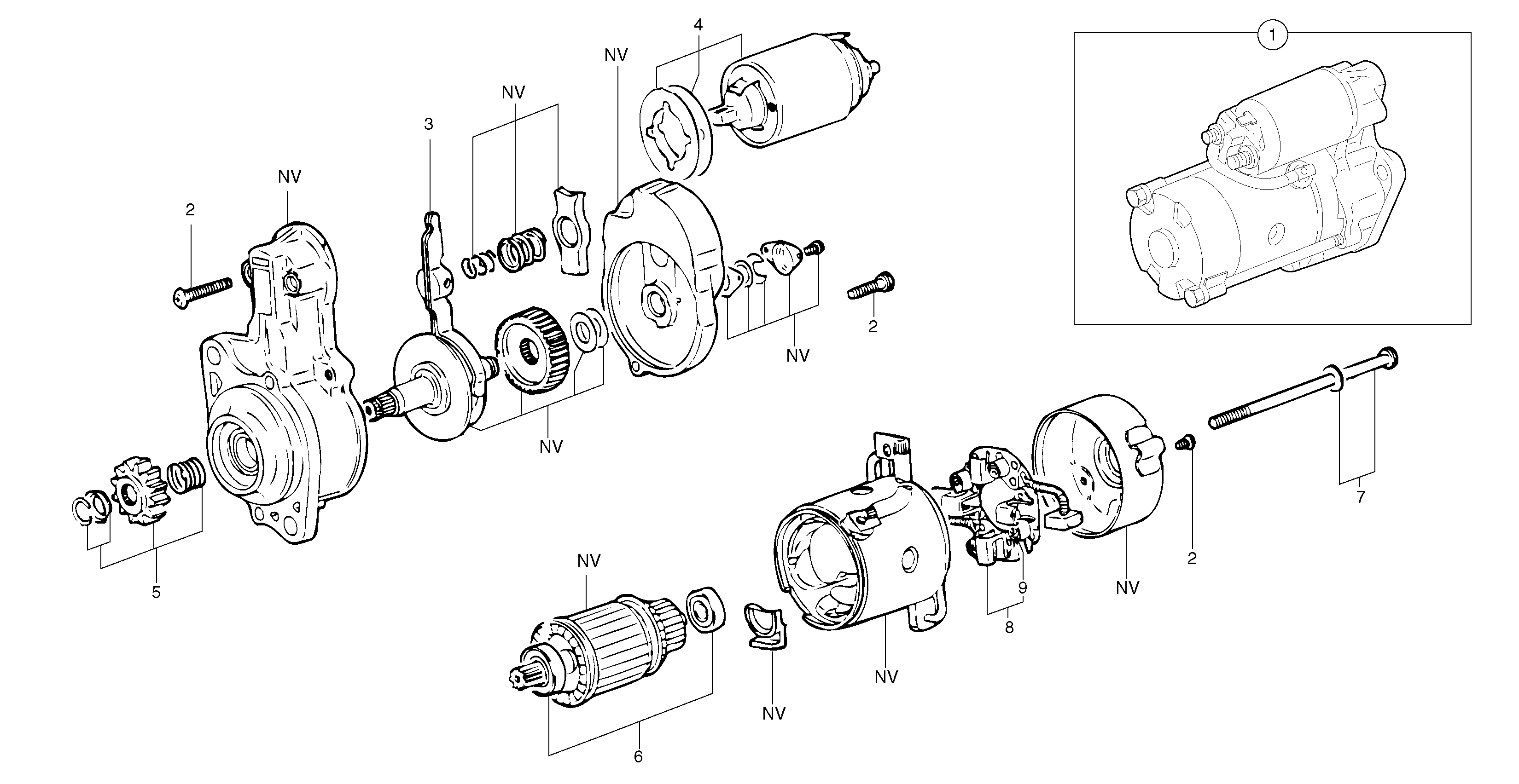 Starter motor  12 V - 2 KW — volvo parts diagram