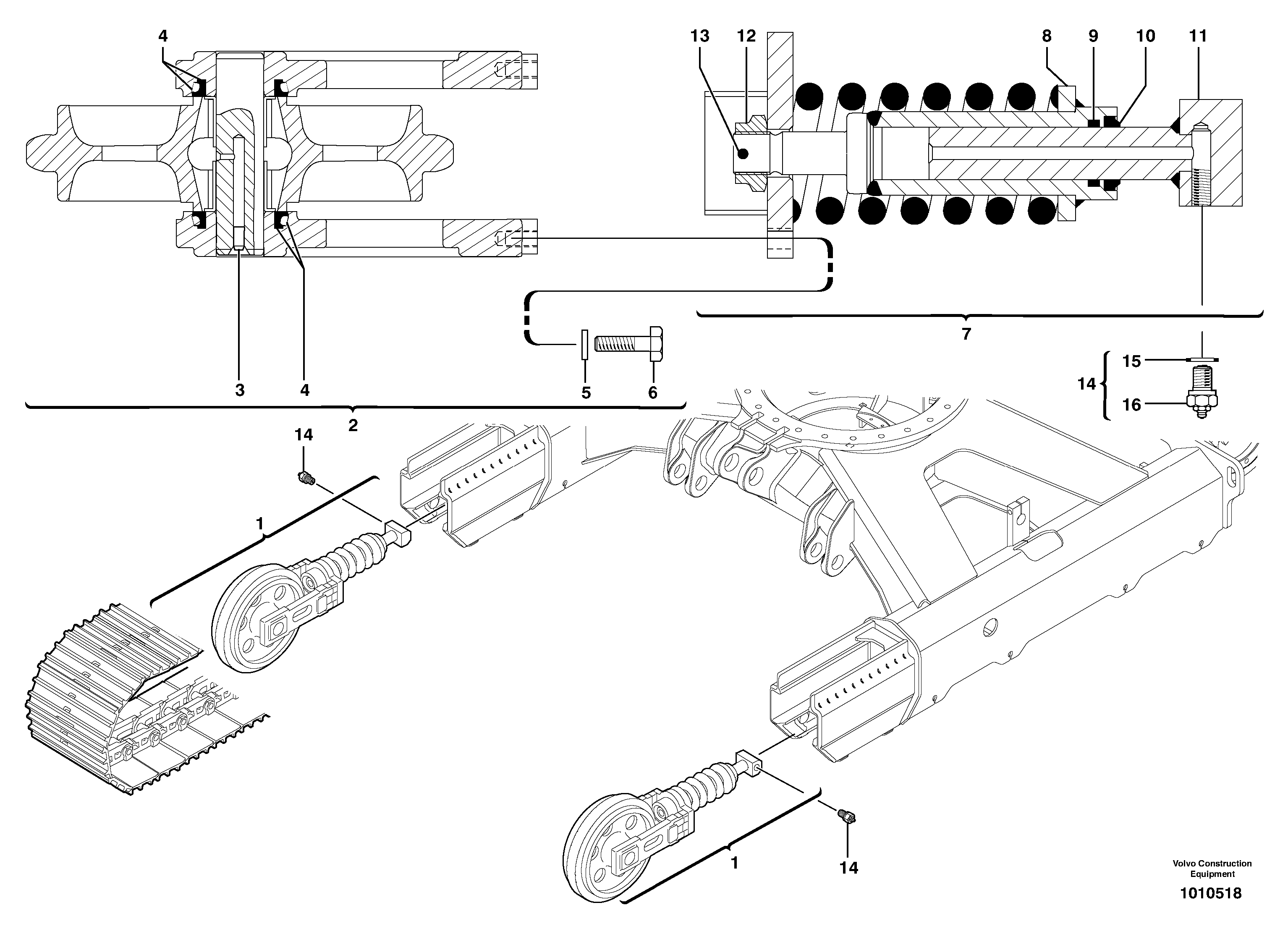 Track tensioning ( steel tracks ) — volvo parts diagram