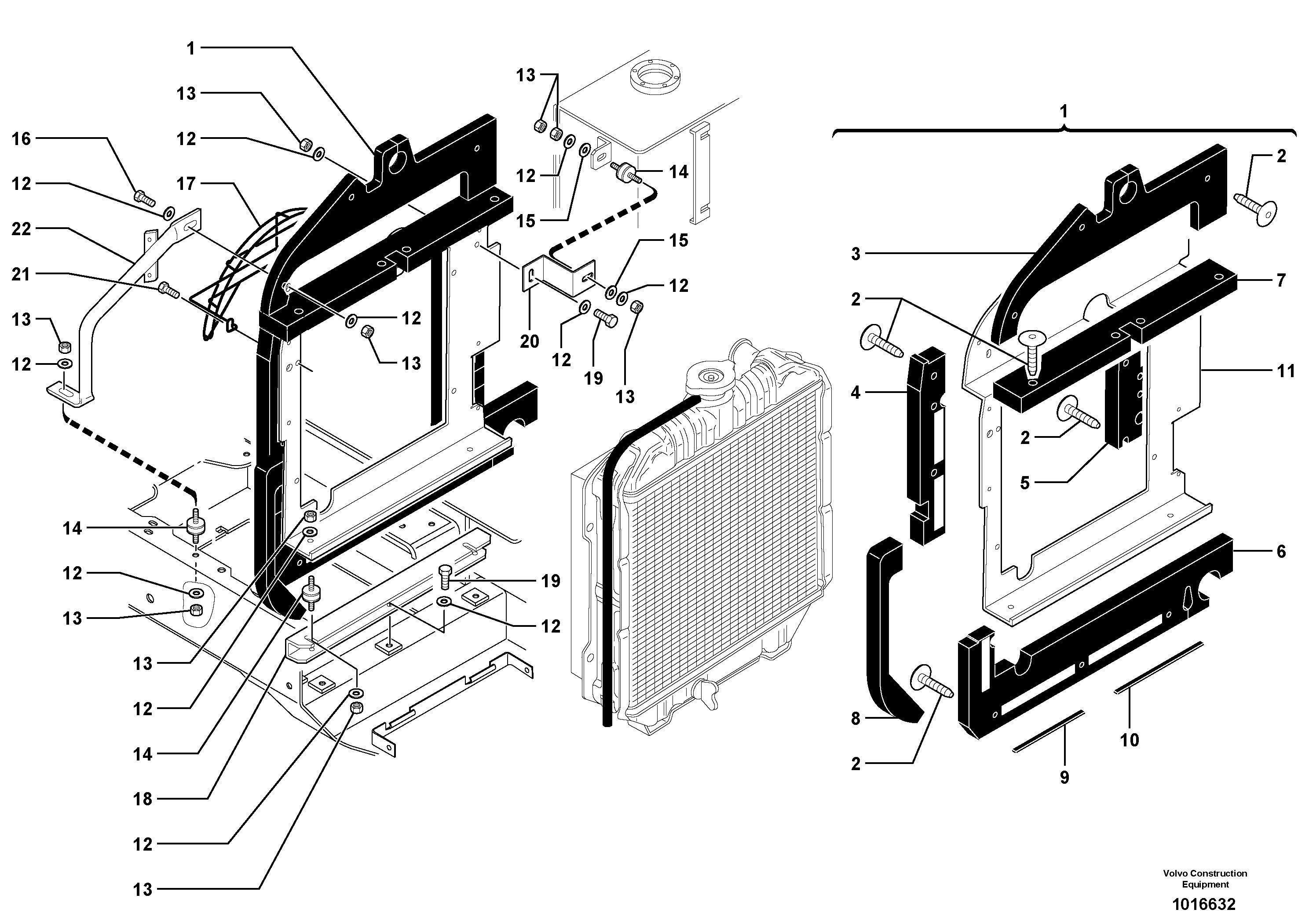 Radiator installation — volvo parts diagram