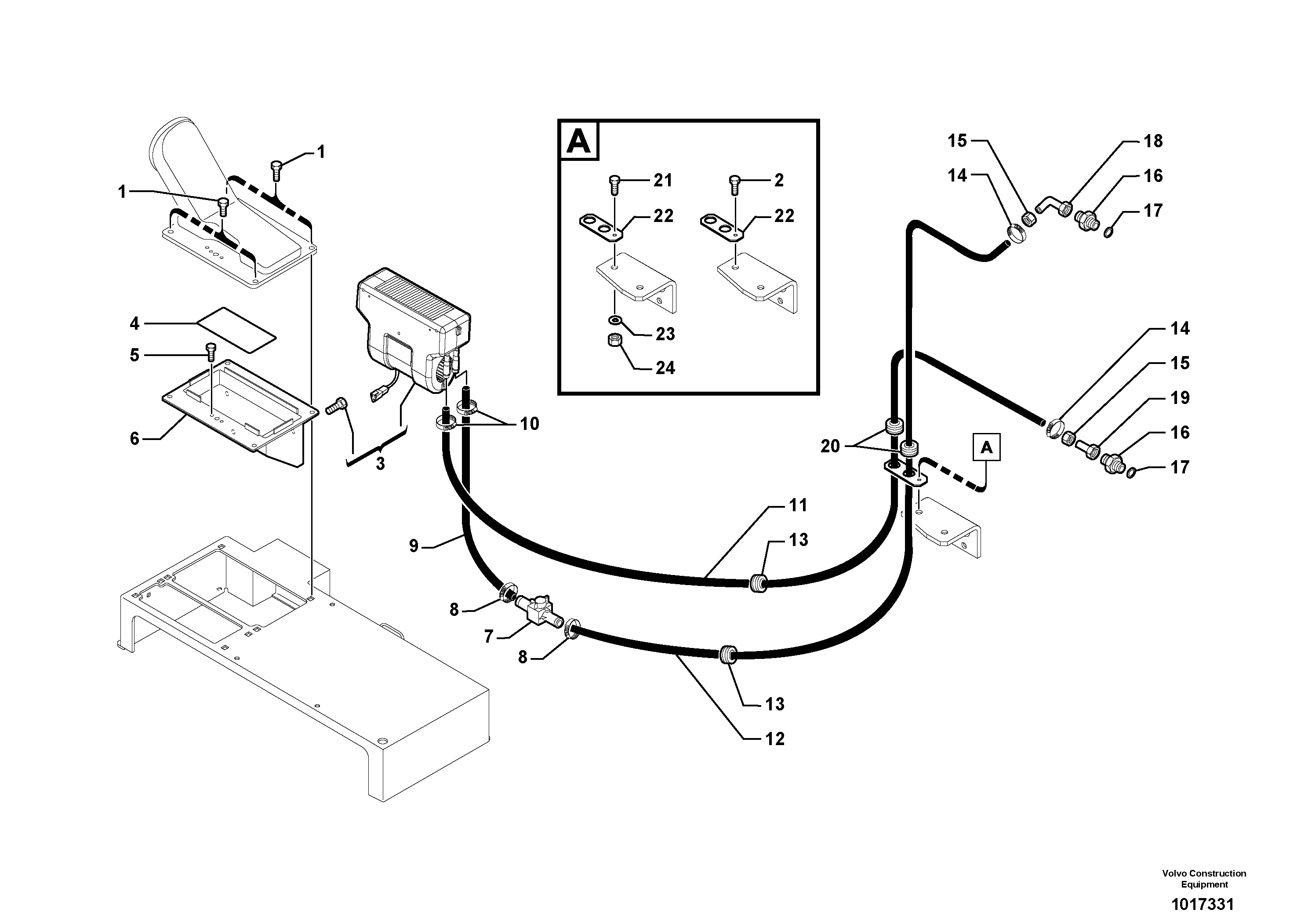 Cab heating installation — volvo parts diagram