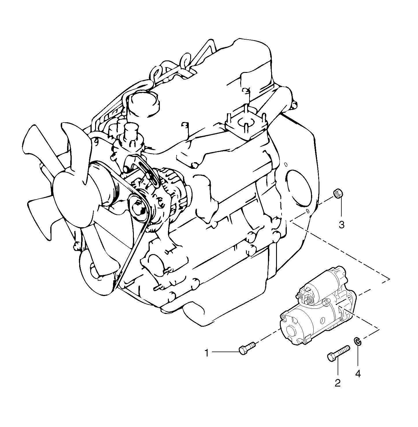 Starter motor, mounting — volvo parts diagram