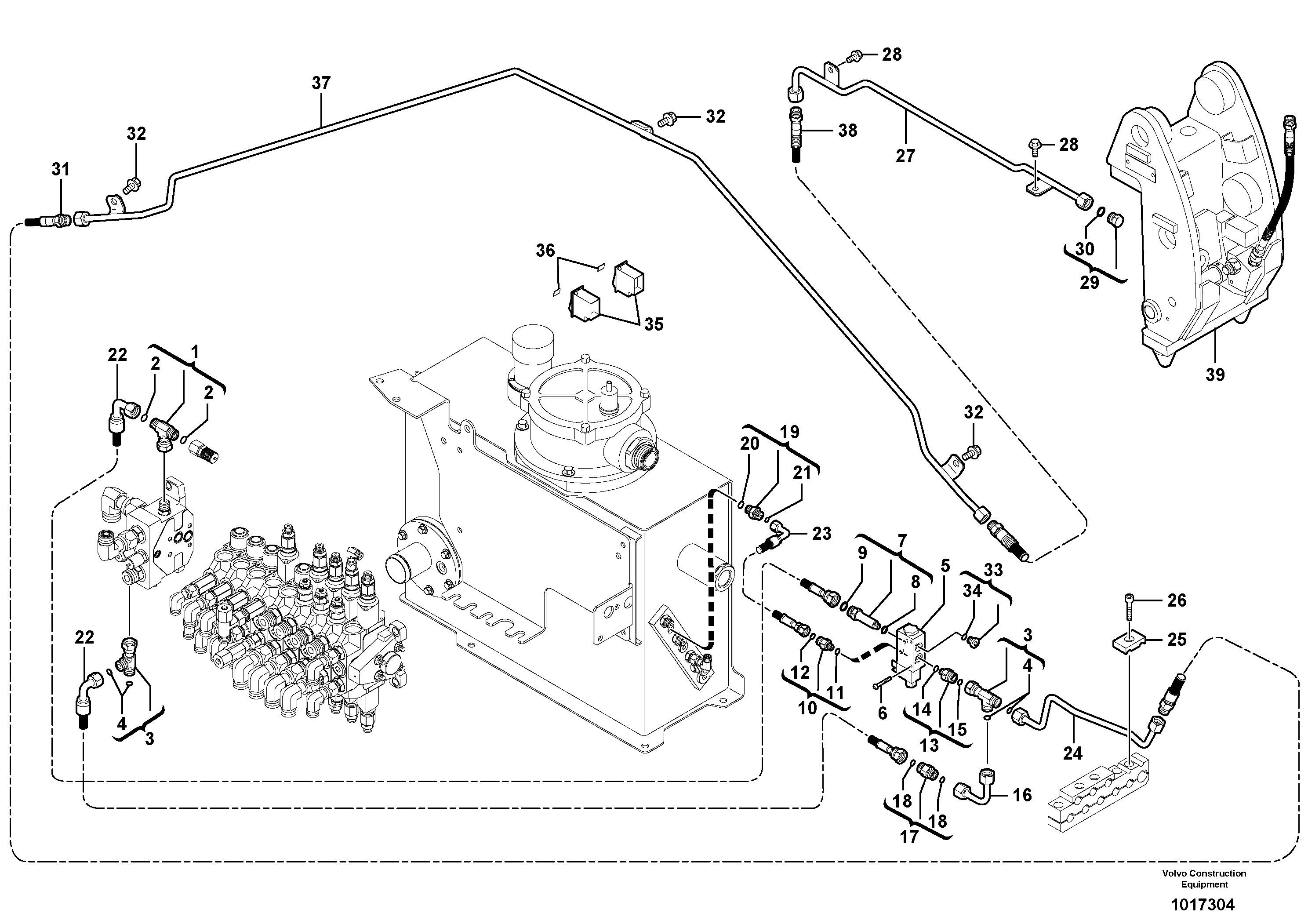 Hydraulic circuit ( snap-action attachment ) — volvo parts diagram