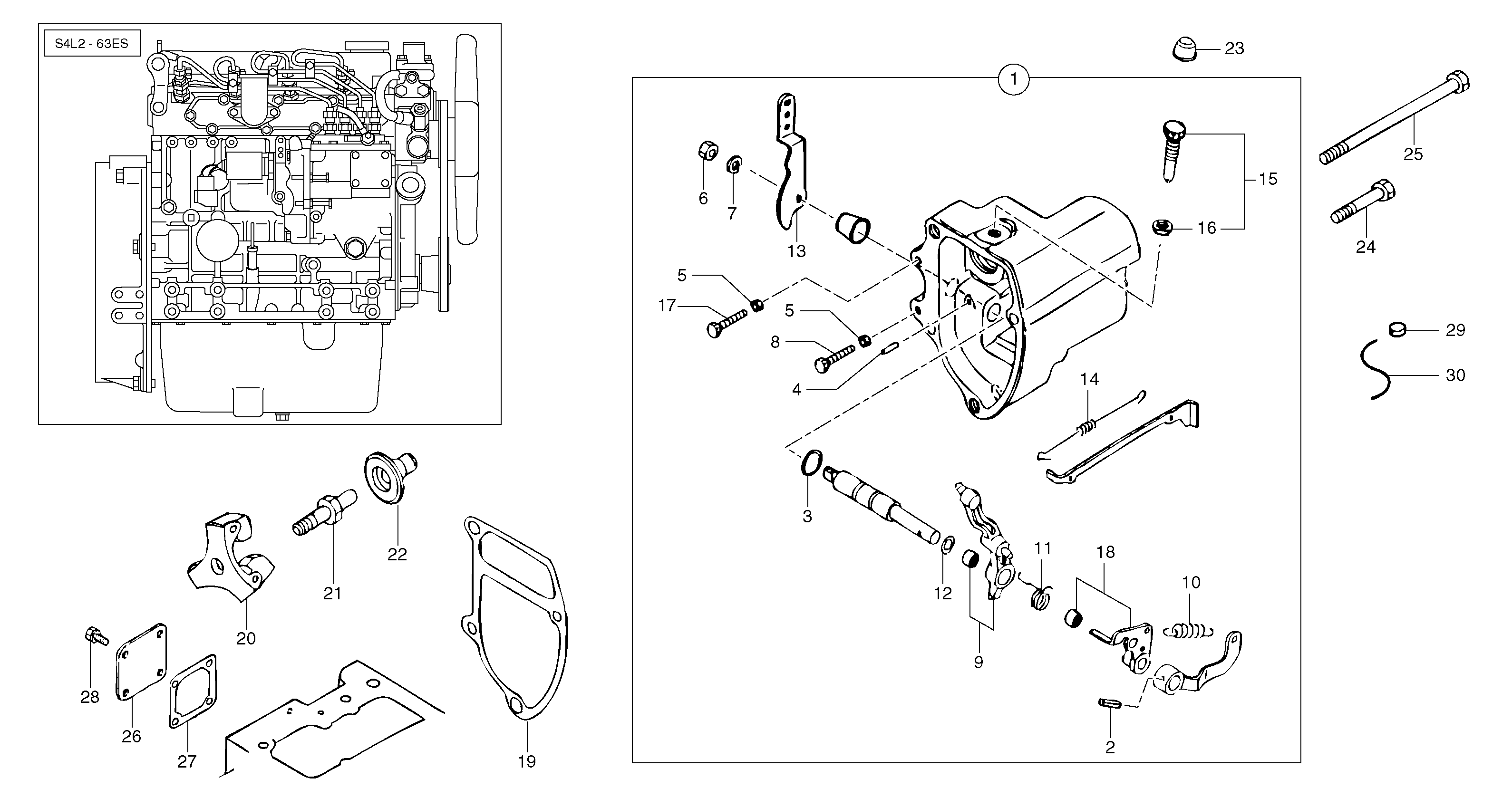Engine injection pump control  S4L2-63ES — volvo parts diagram