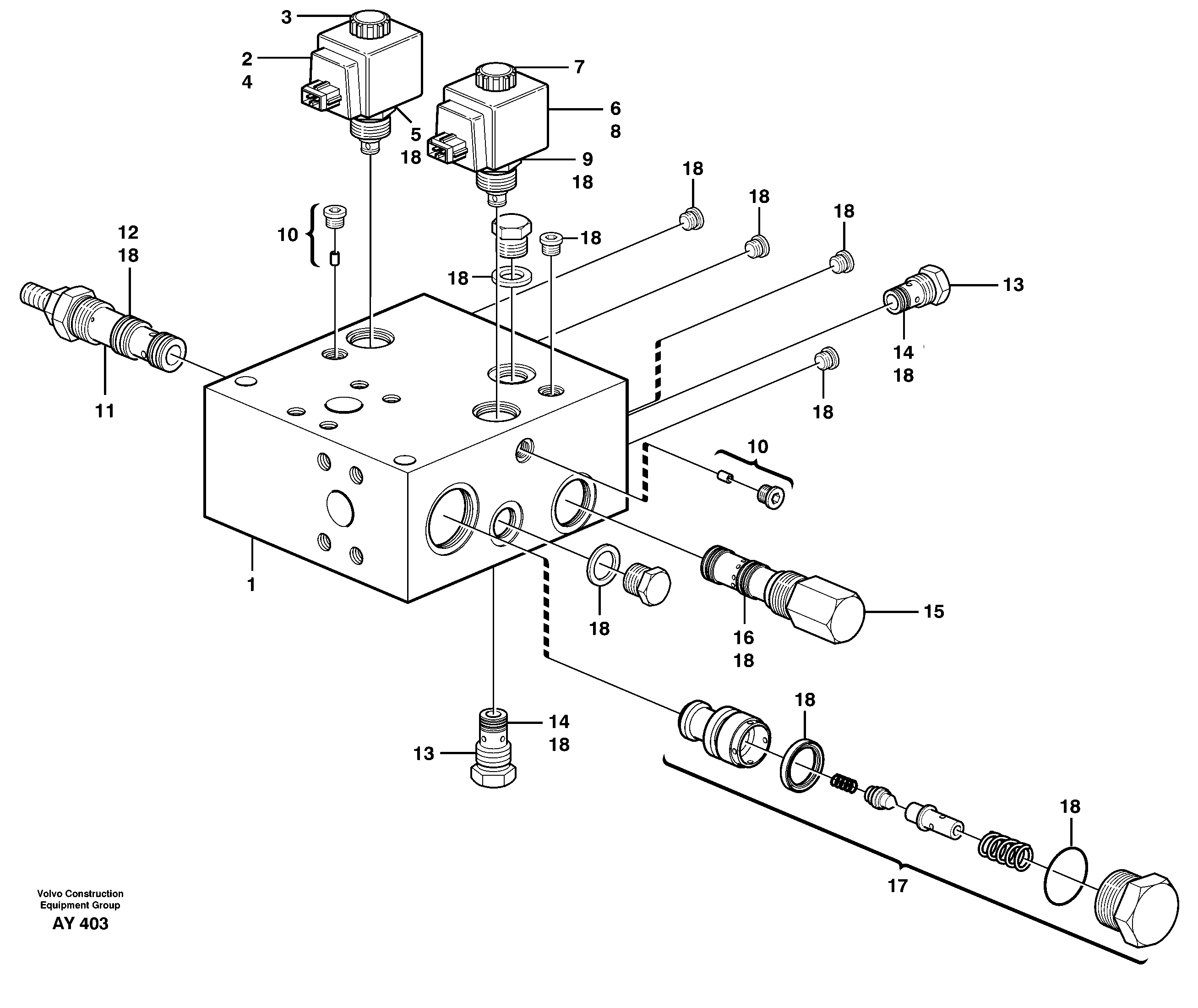 Valve, circuit body and return valve  80013 — volvo parts diagram