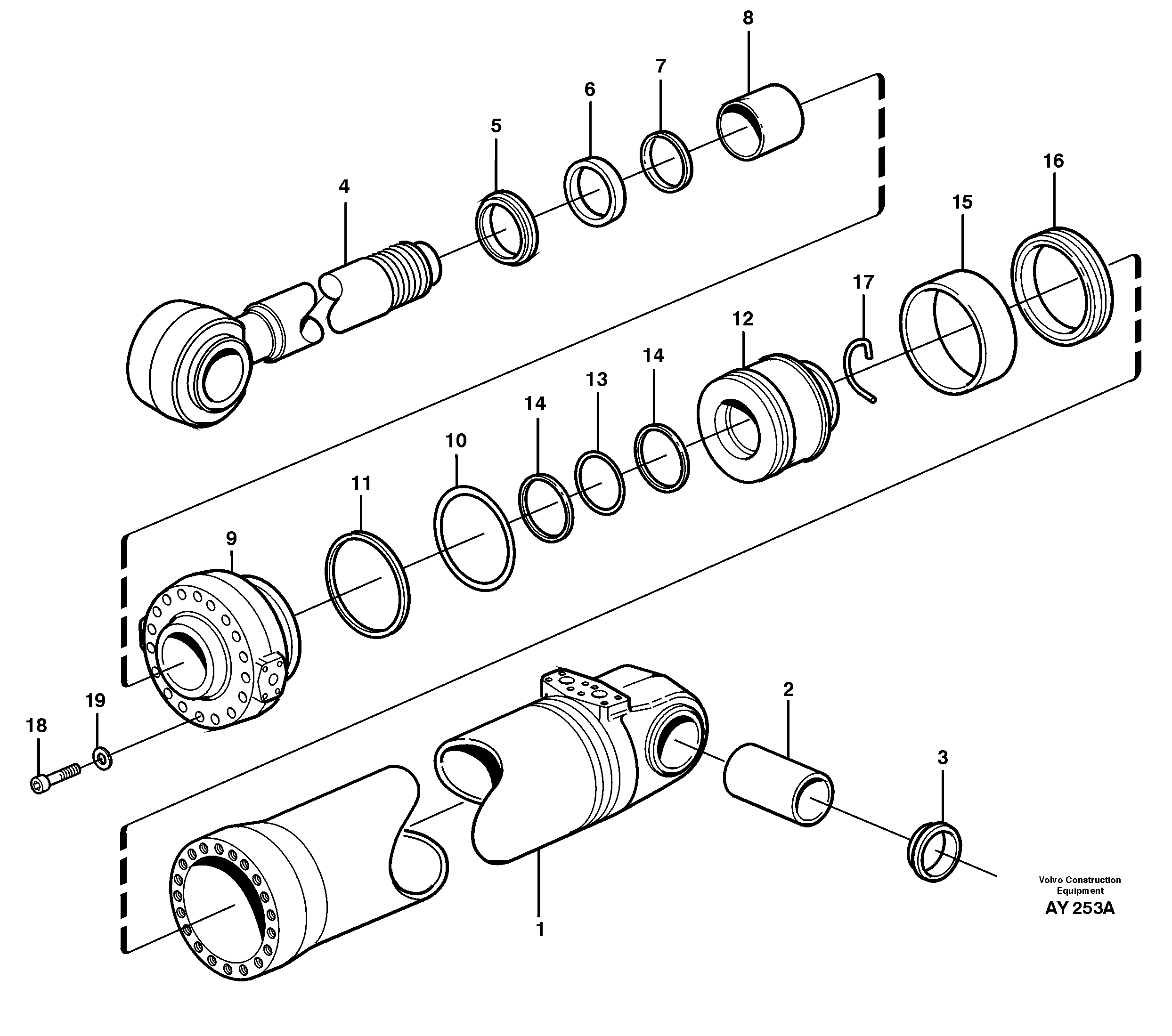 Hydraulic cylinder, tilt  SER NO - 1482 — volvo parts diagram