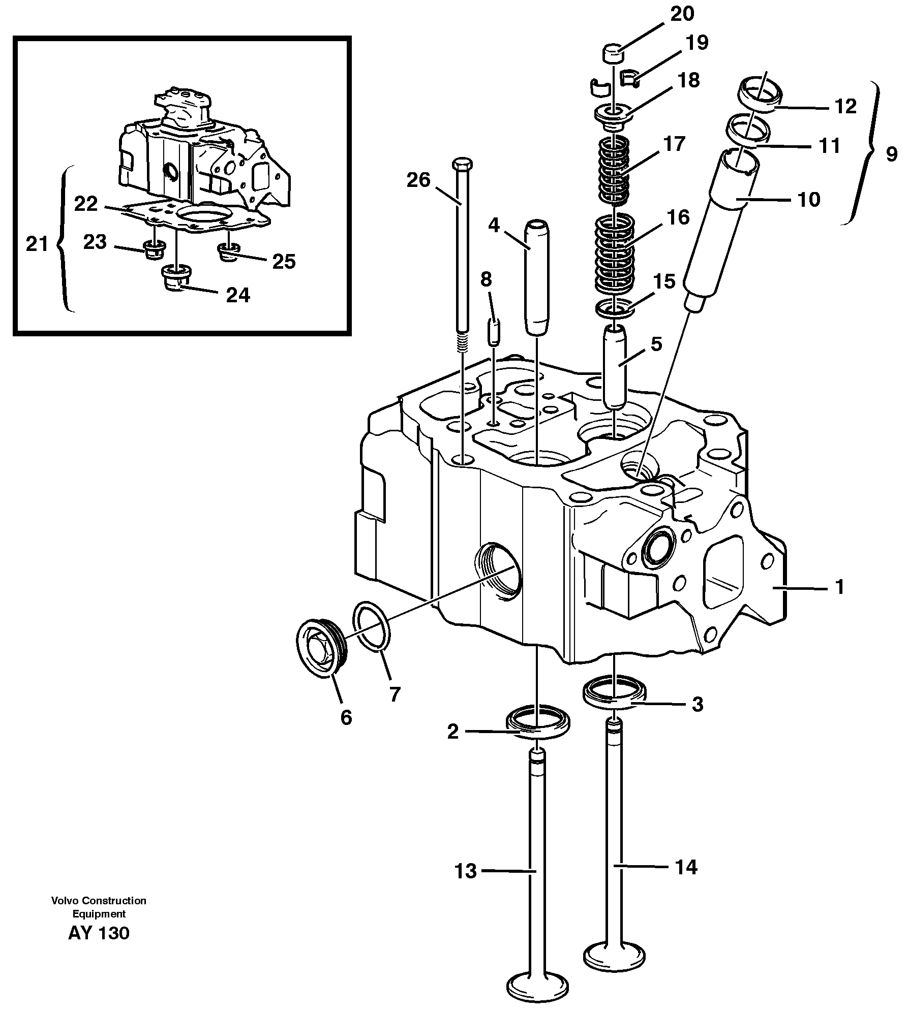 Cylinder head — volvo parts diagram