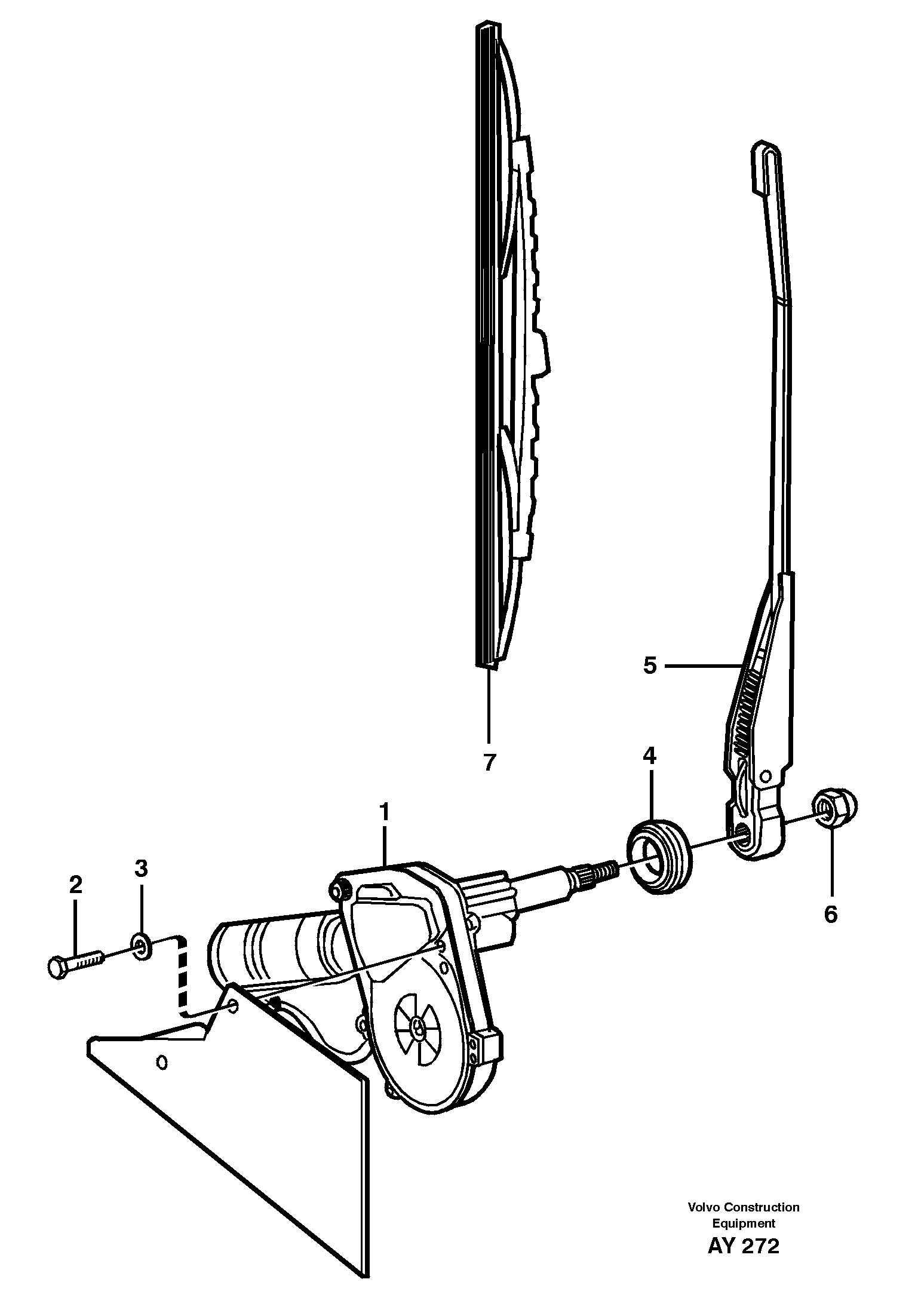 Windshield wiper, rear — volvo parts diagram
