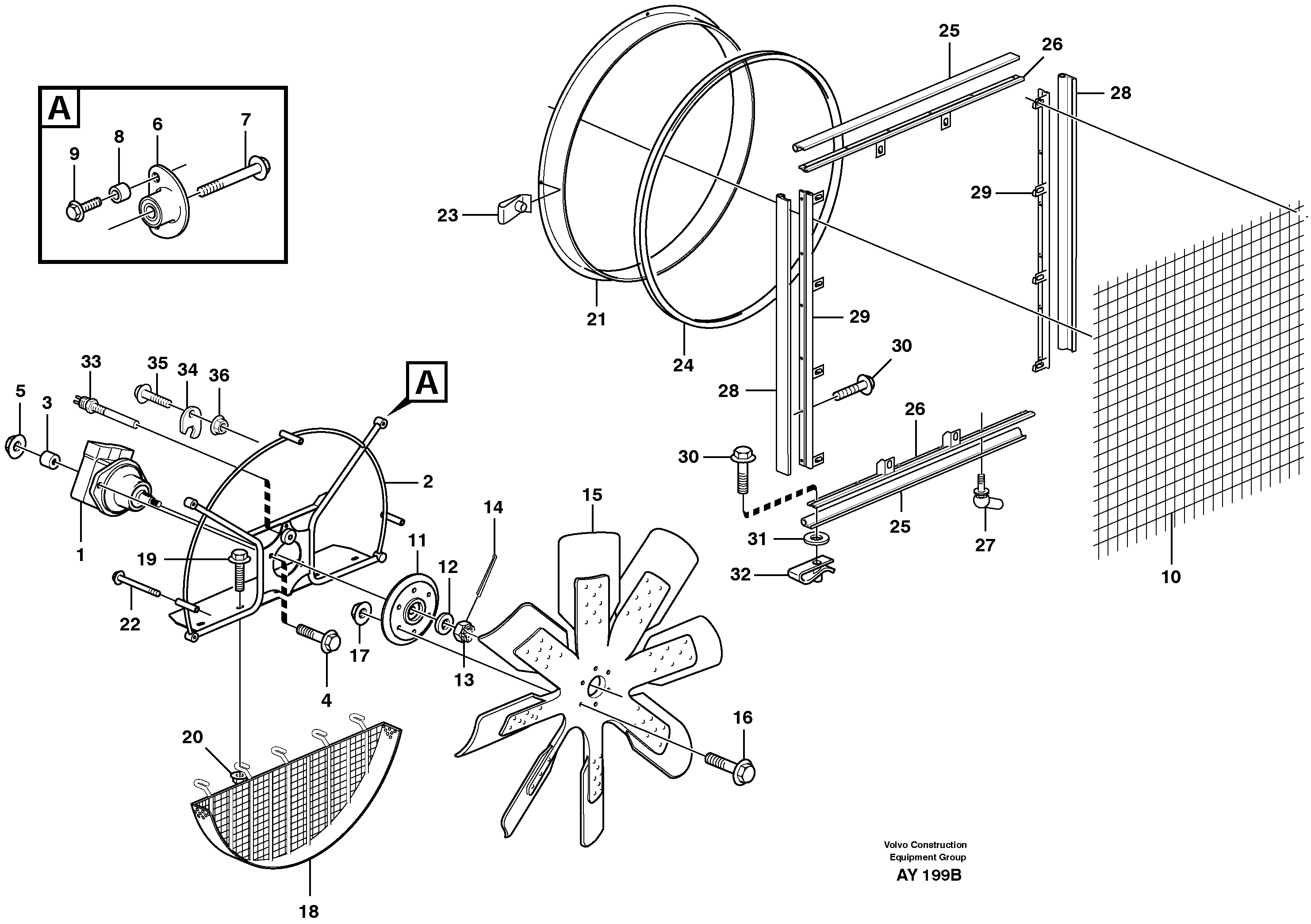 Fan and fan shroud — volvo parts diagram