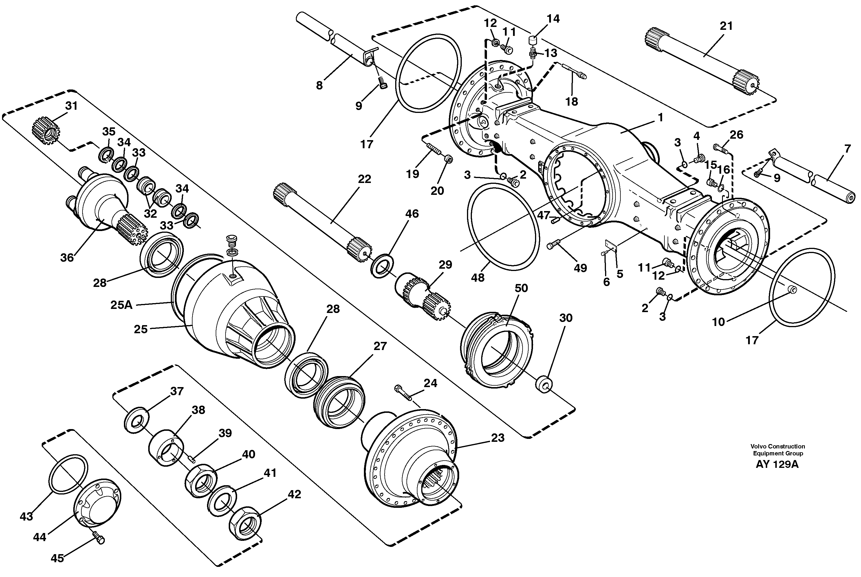 Planet shaft, rear AWB 41, 23877 — volvo parts diagram
