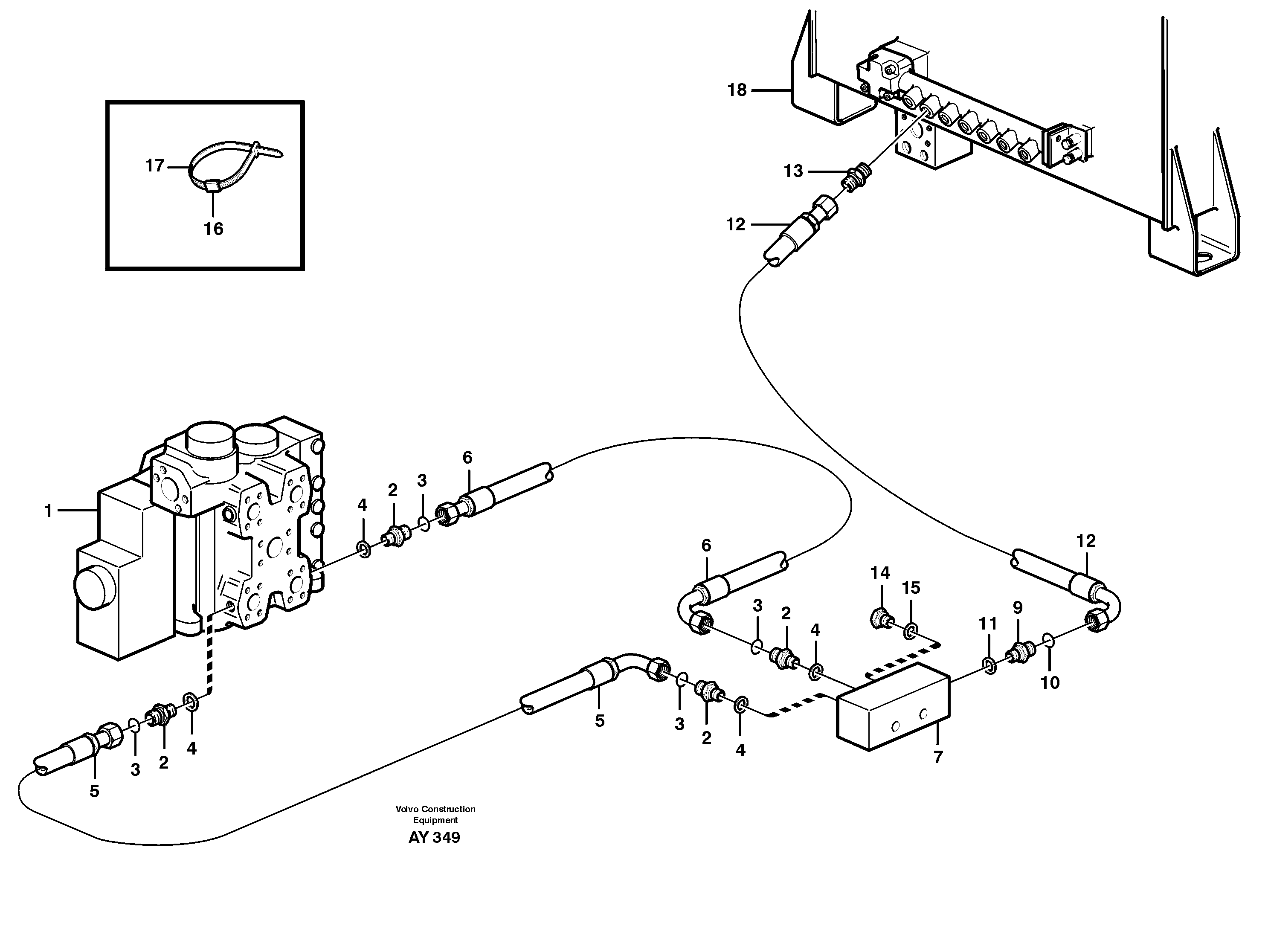 Hydraulic system, leak-off line — volvo parts diagram