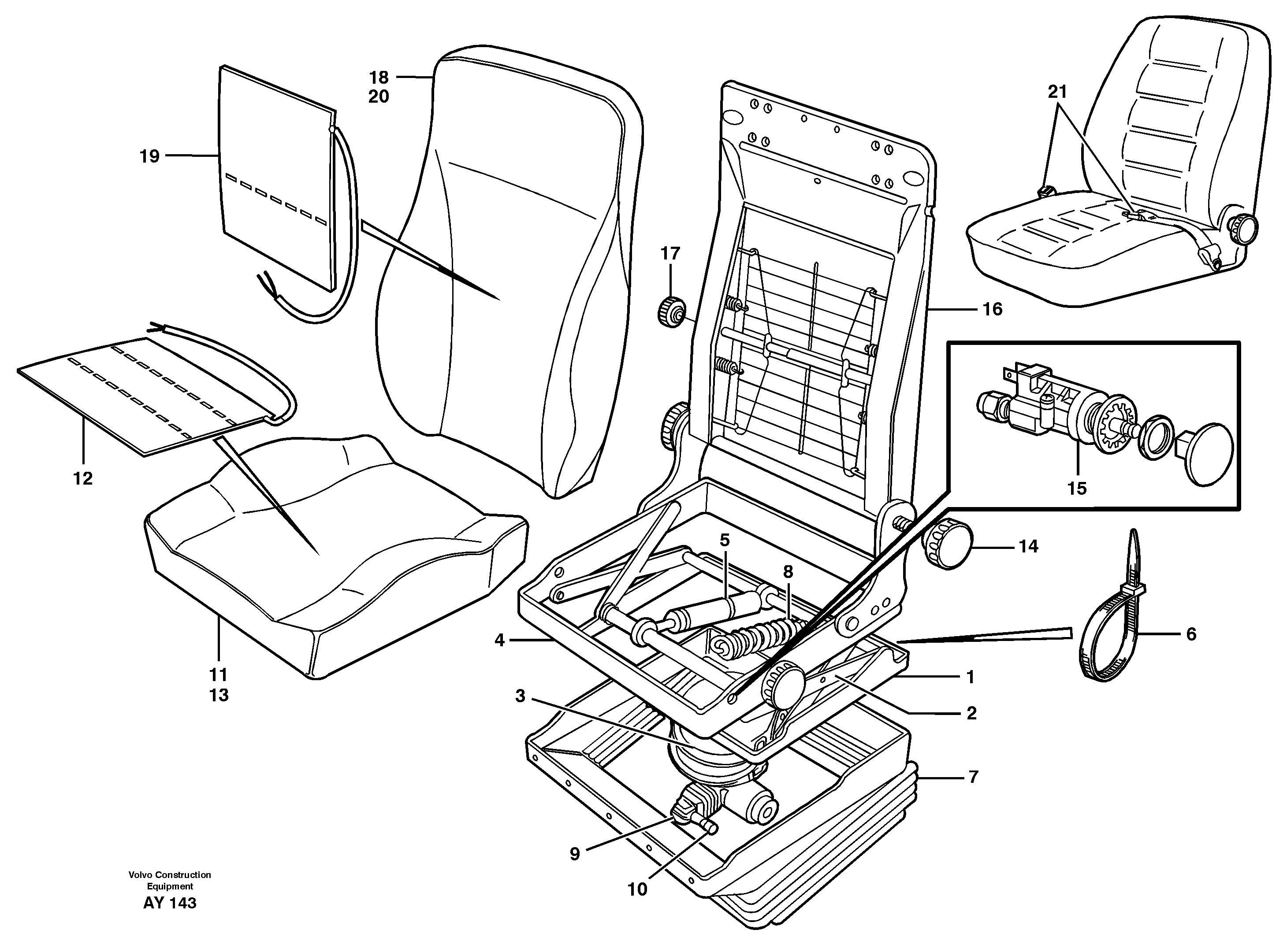 Driver's seat.  94909,  94911 — volvo parts diagram