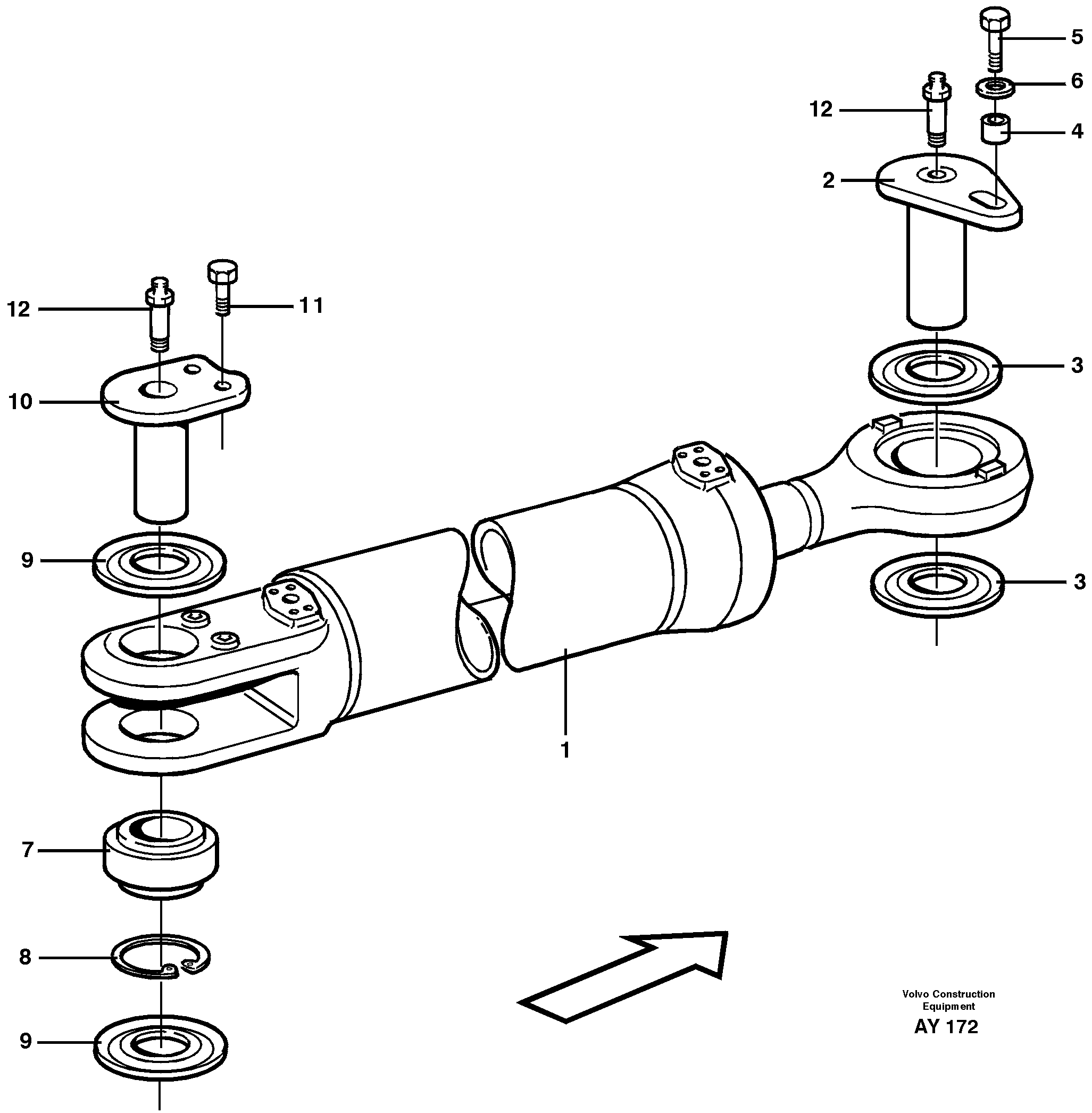 Hydraulic cylinder with fitting parts — volvo parts diagram