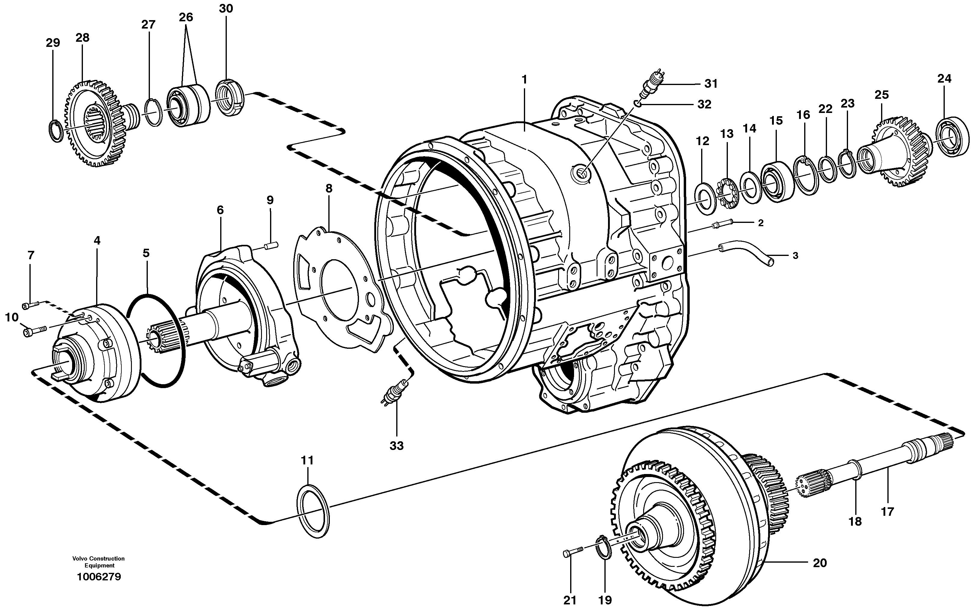 Converter housing, gears and shafts.  22503 — volvo parts diagram