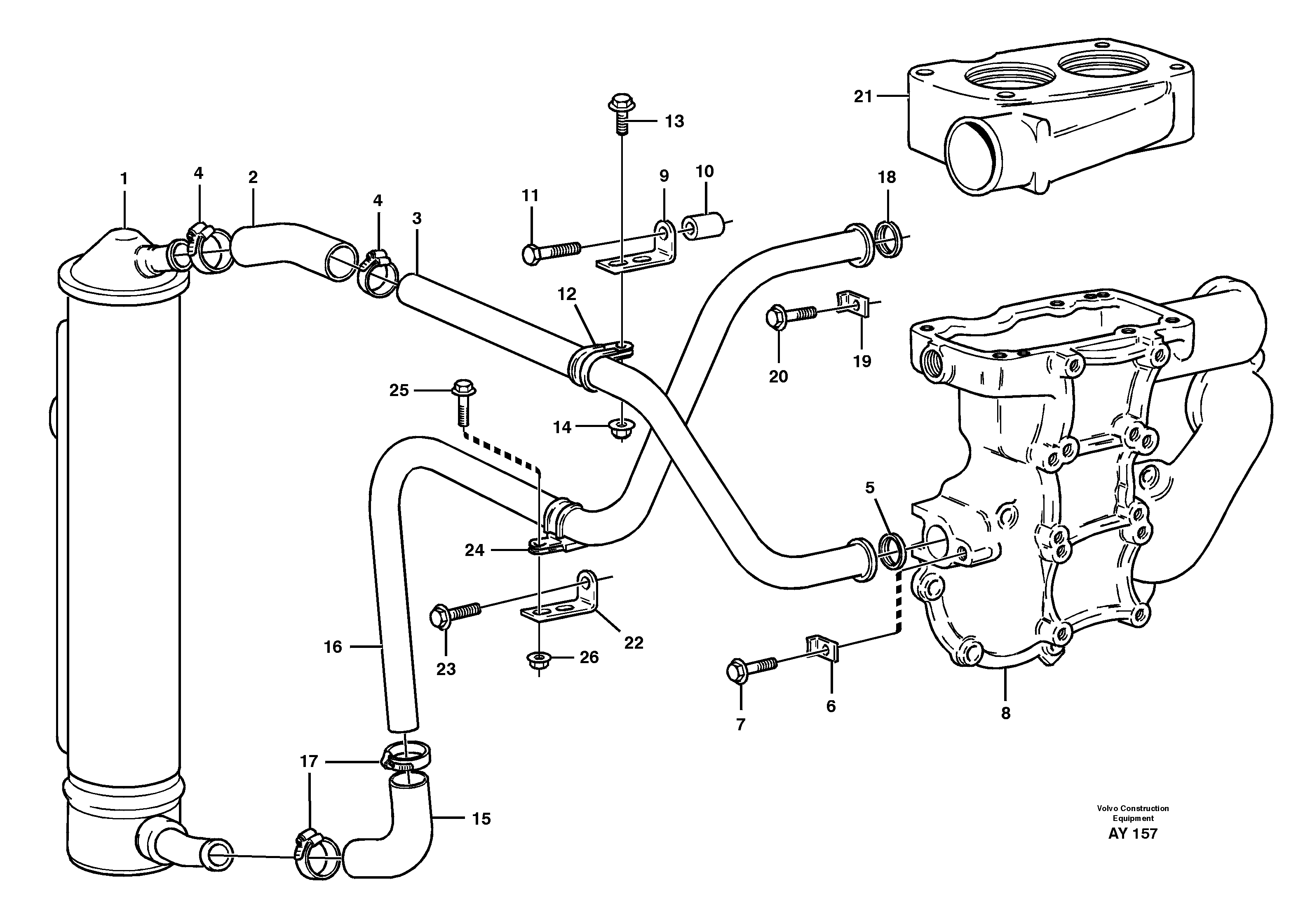 Oil cooler with hoses — volvo parts diagram