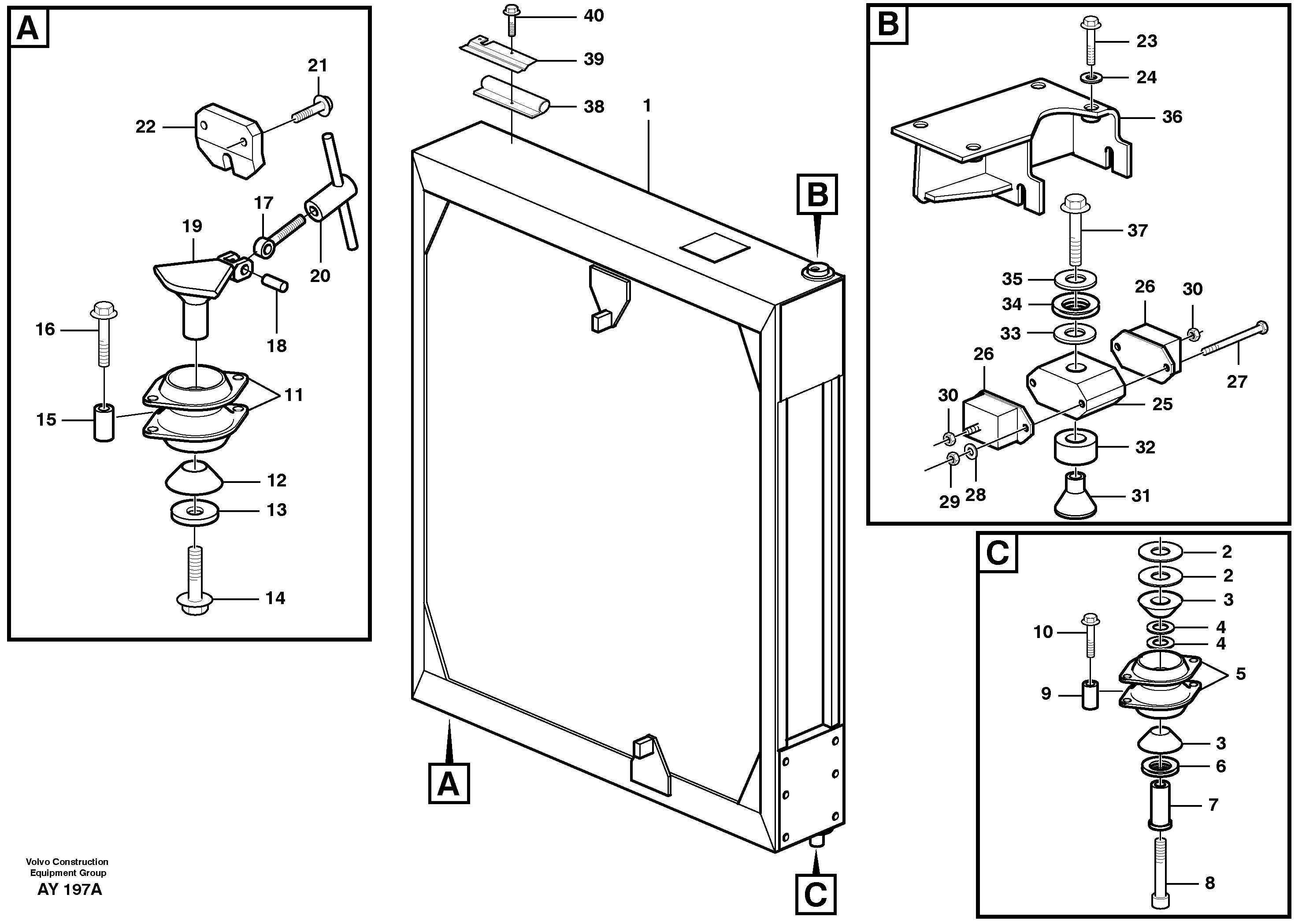 Radiator with fitting parts — volvo parts diagram