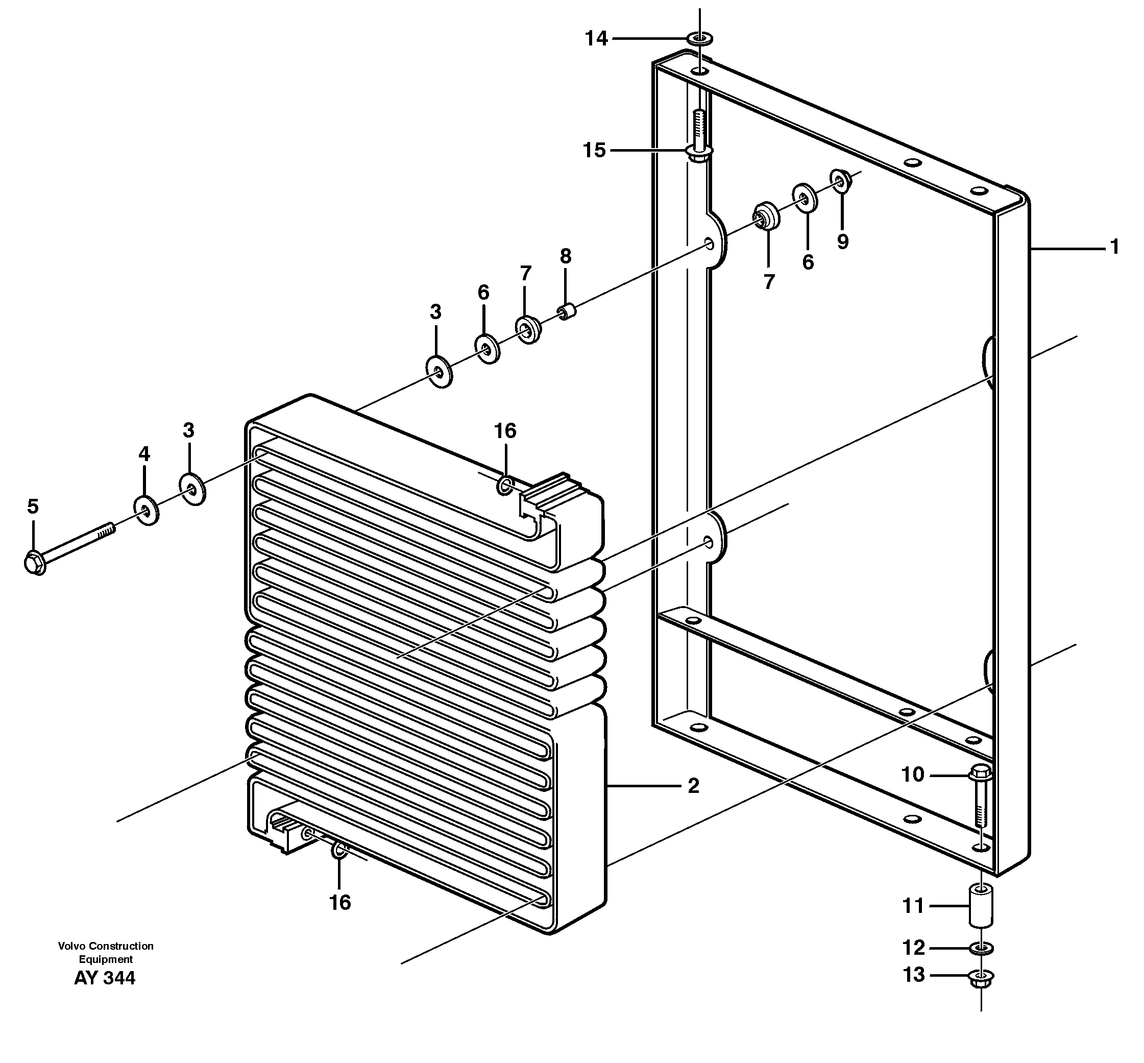 Condenser for cooling agent R134a with fitting parts.  93584 — volvo parts diagram