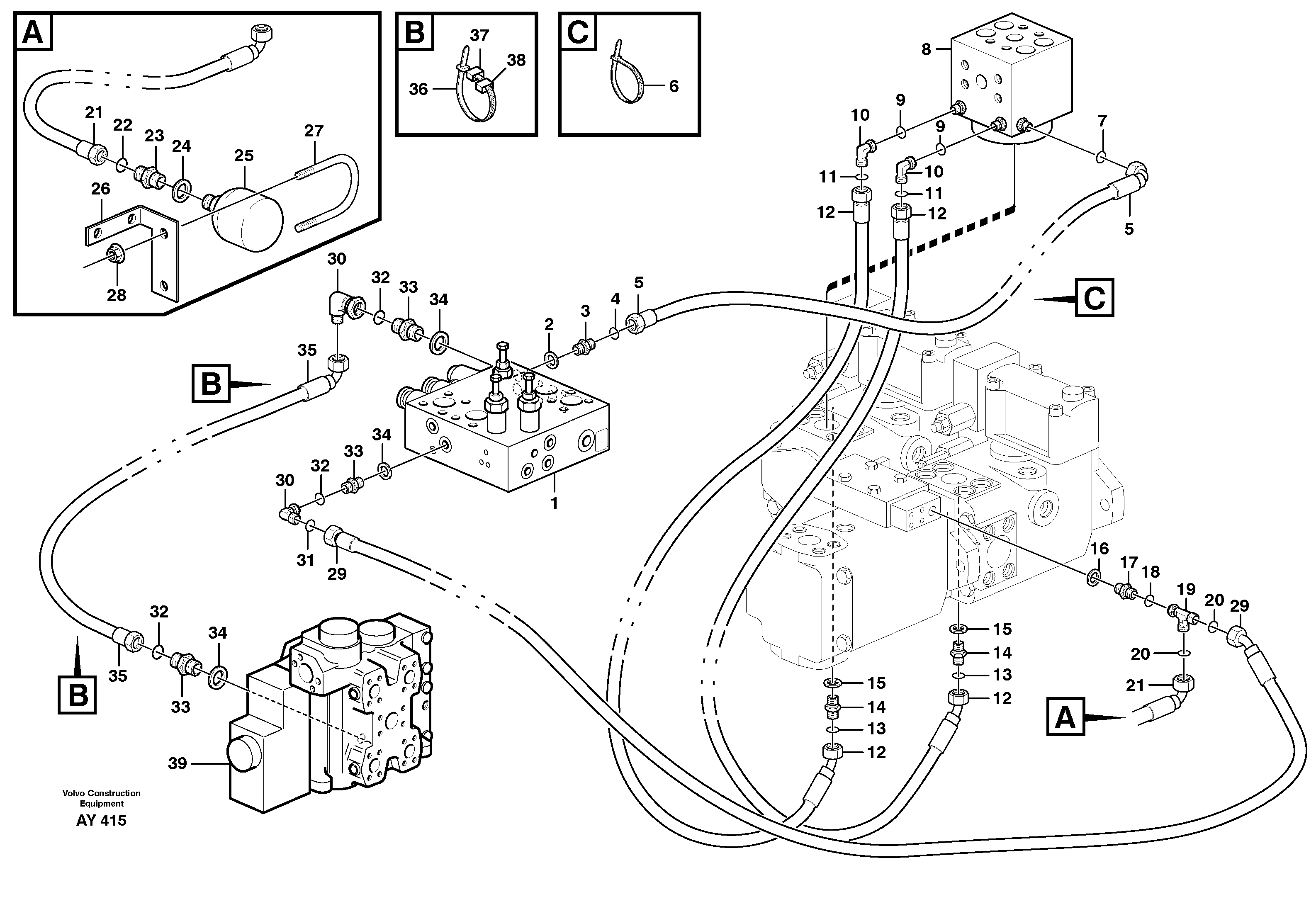 Hydraulic system, load sensing line — volvo parts diagram
