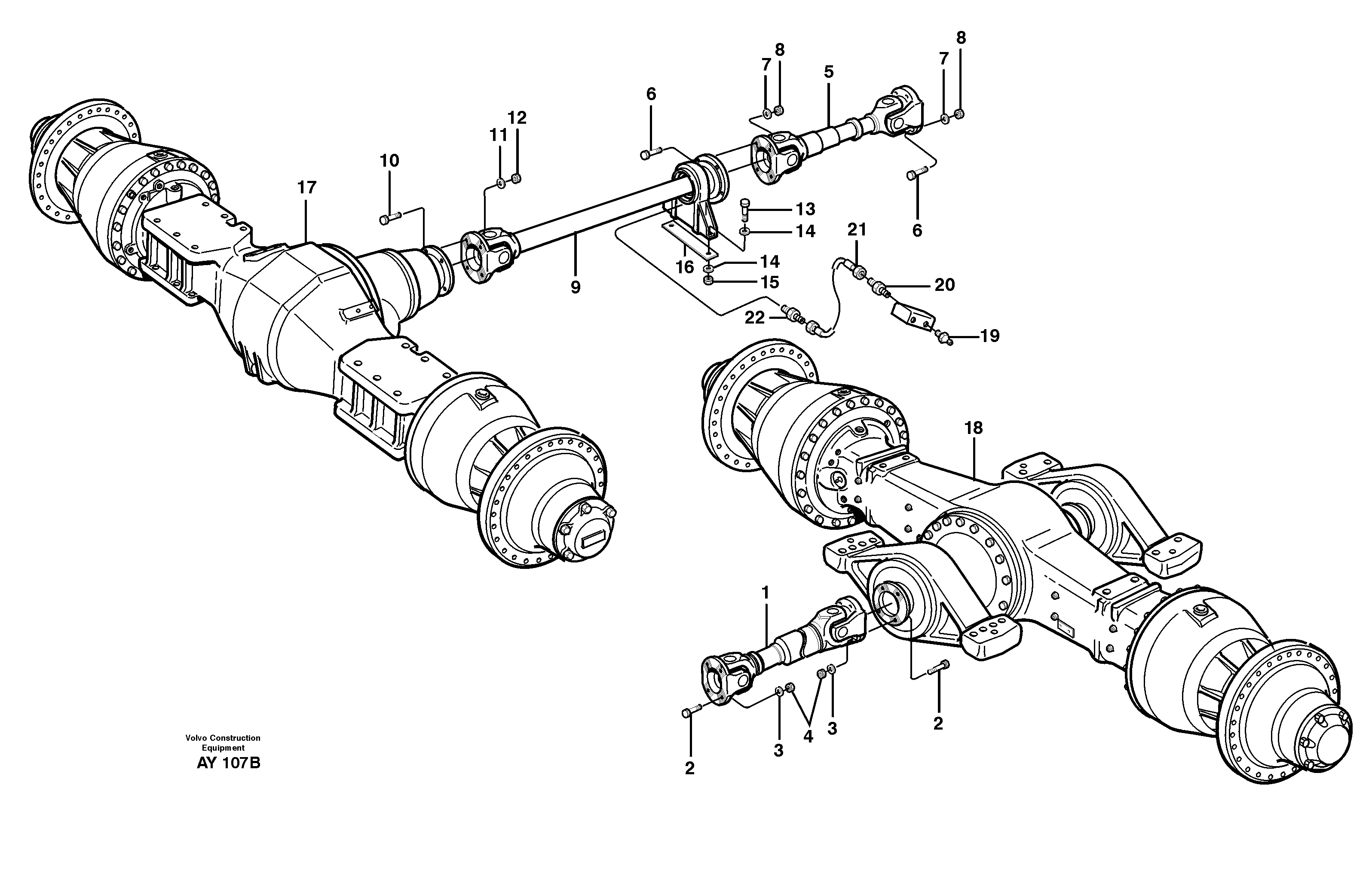 Propeller shafts with fitting parts — volvo parts diagram