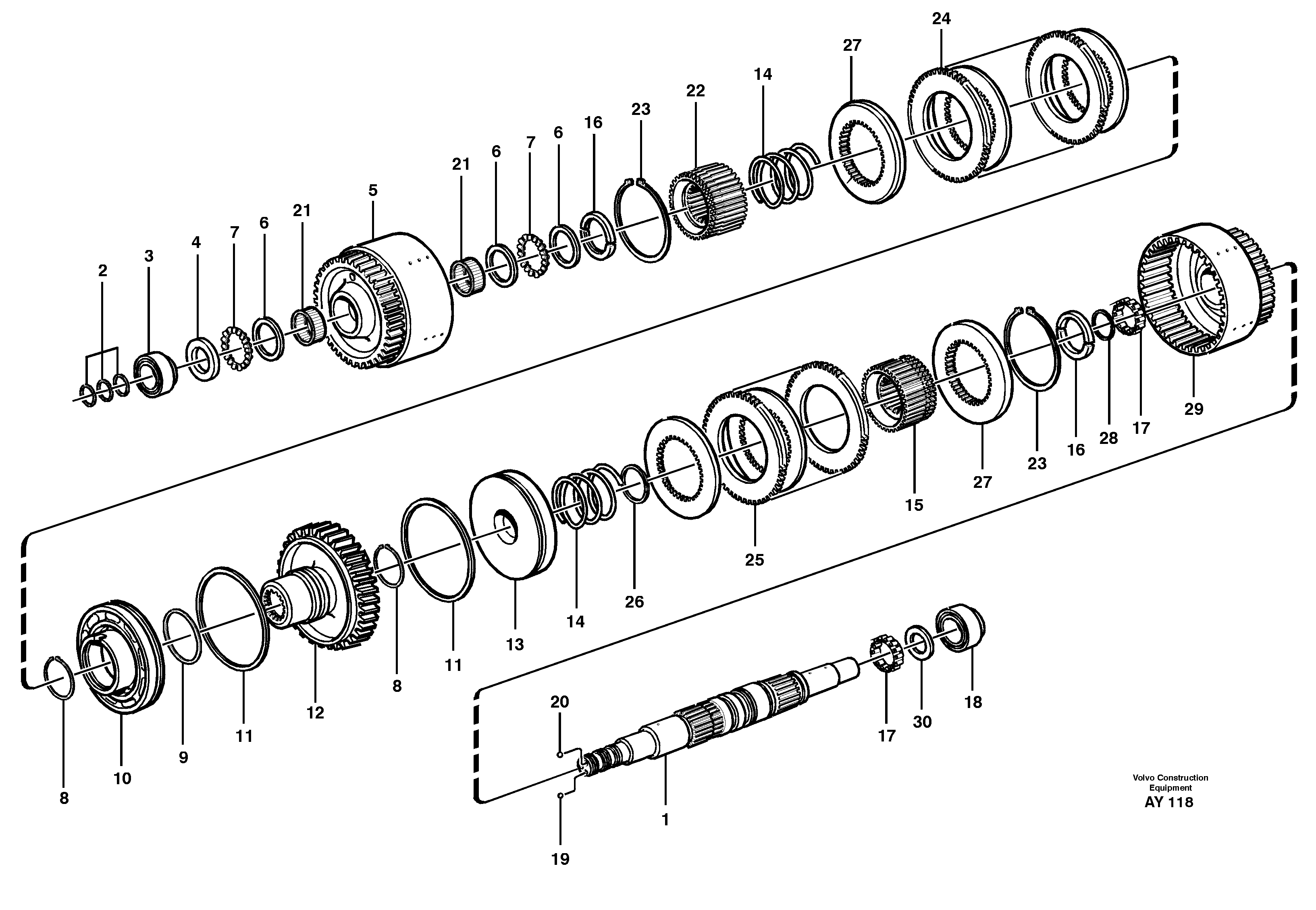 Hydraulic clutch, forward / 1 st speed  22503 — volvo parts diagram
