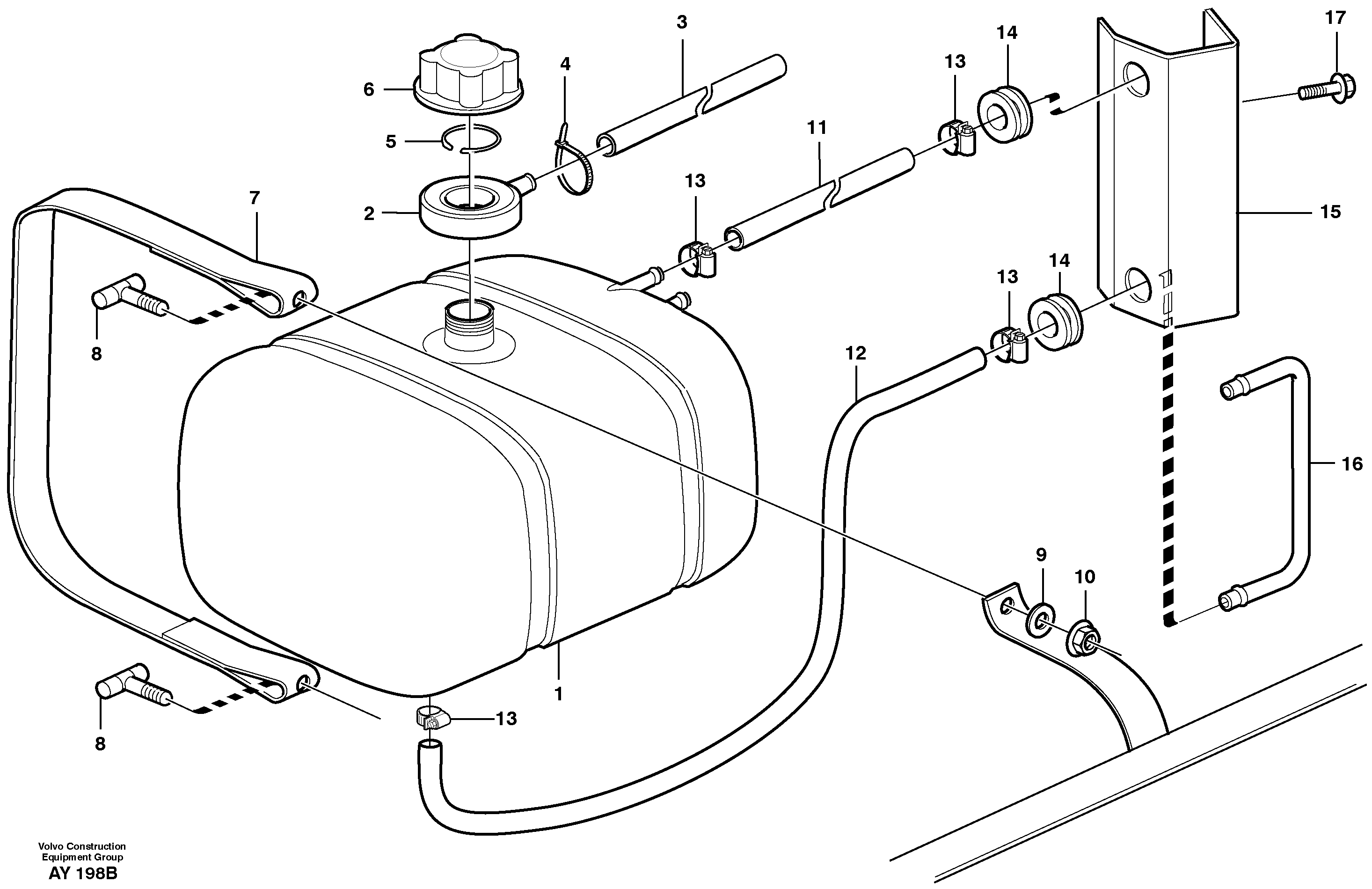 Expansion tank with fitting parts — volvo parts diagram