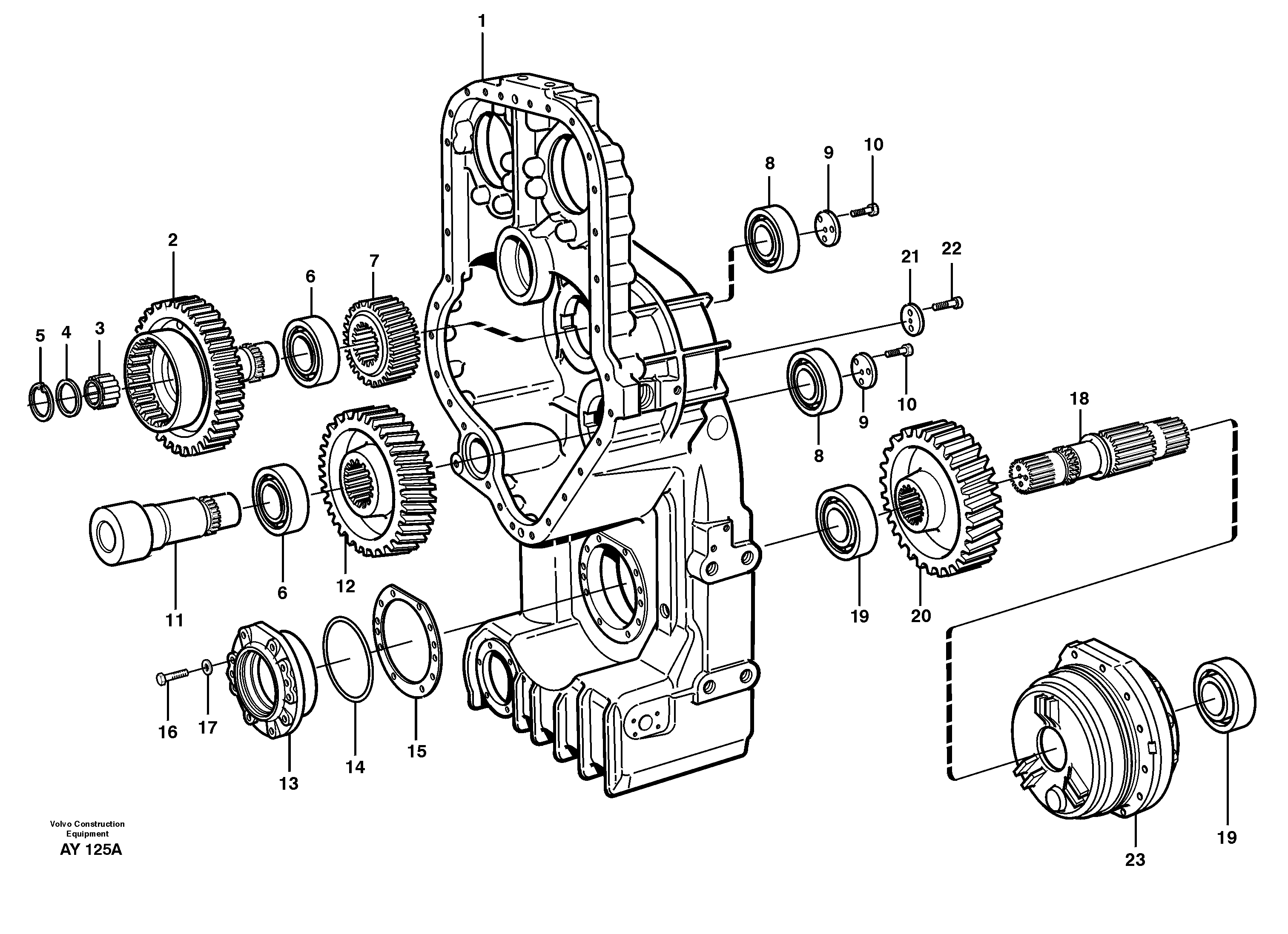 Transfer case, gears and shafts 22503 — volvo parts diagram