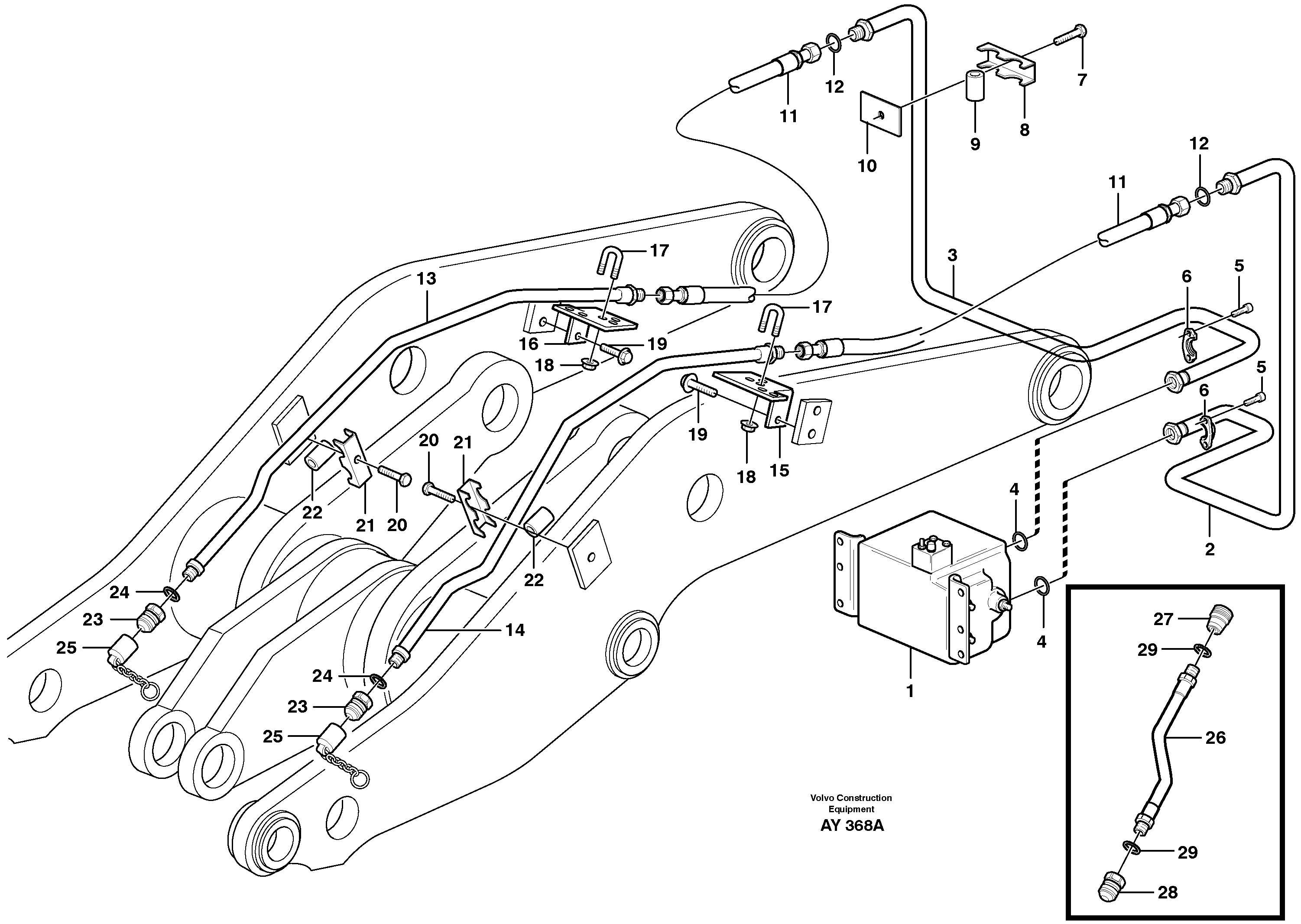 Pressure lines, 3rd function.  93569 — volvo parts diagram
