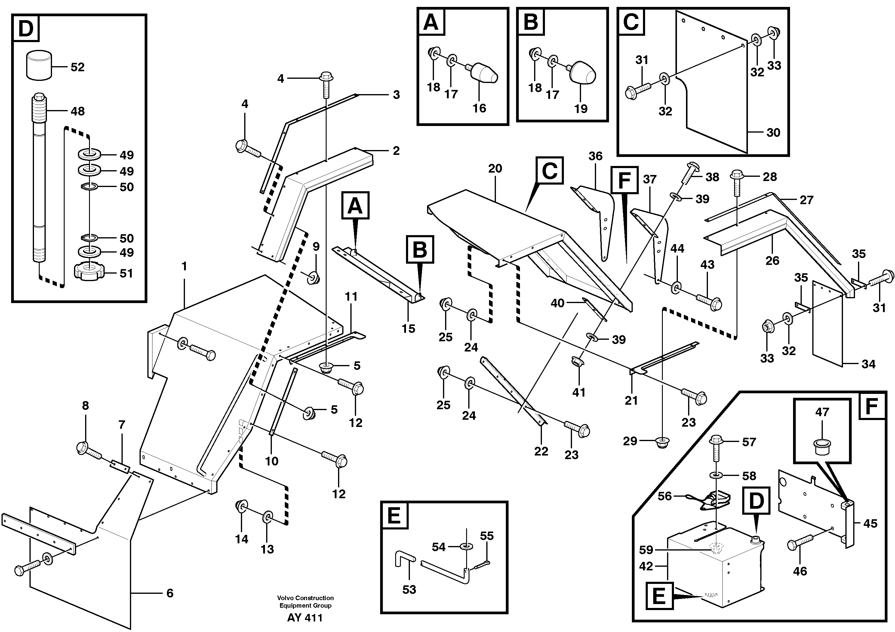 Swing out rear mudguard 93579 — volvo parts diagram