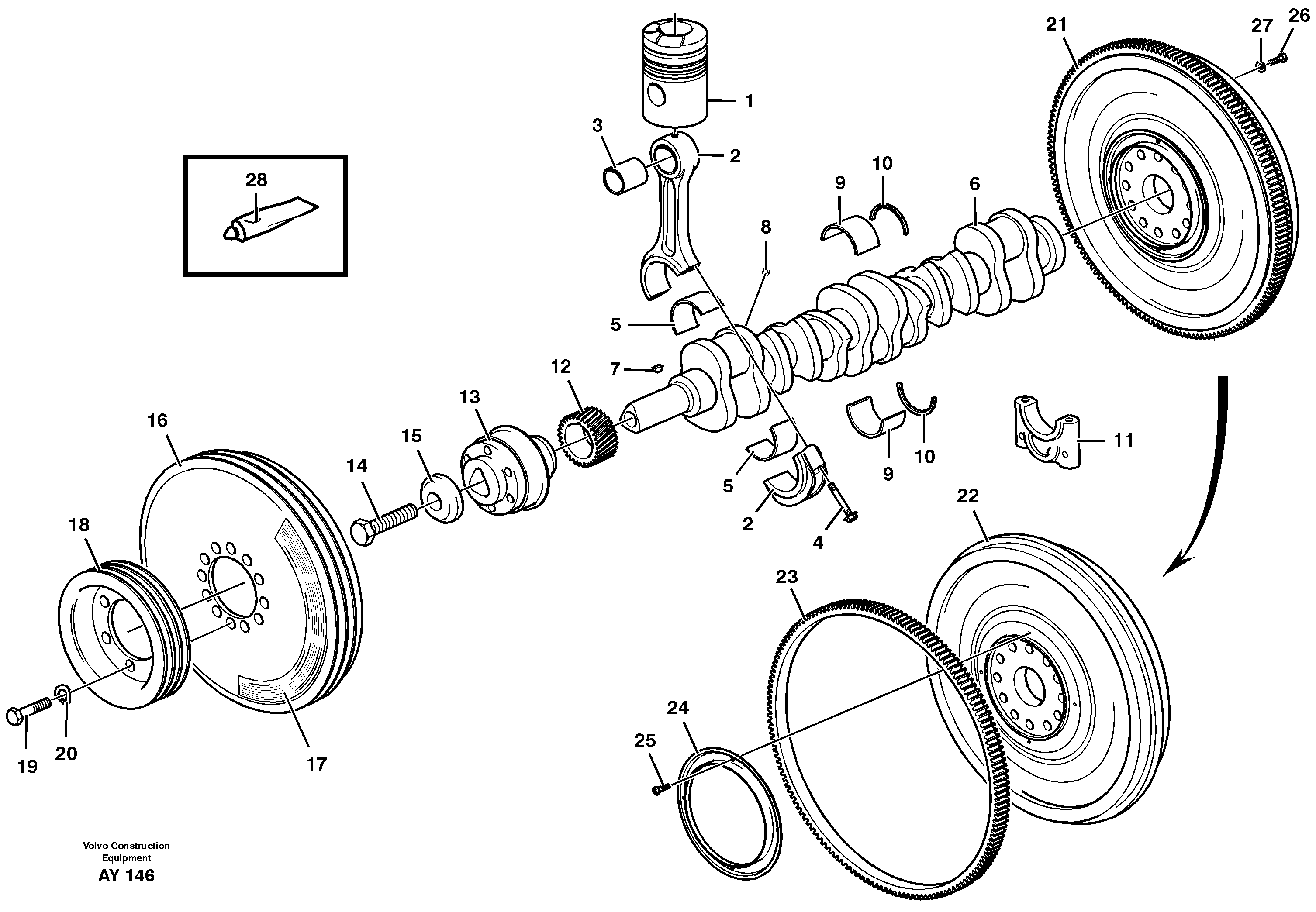 Crankshaft and related parts — volvo parts diagram