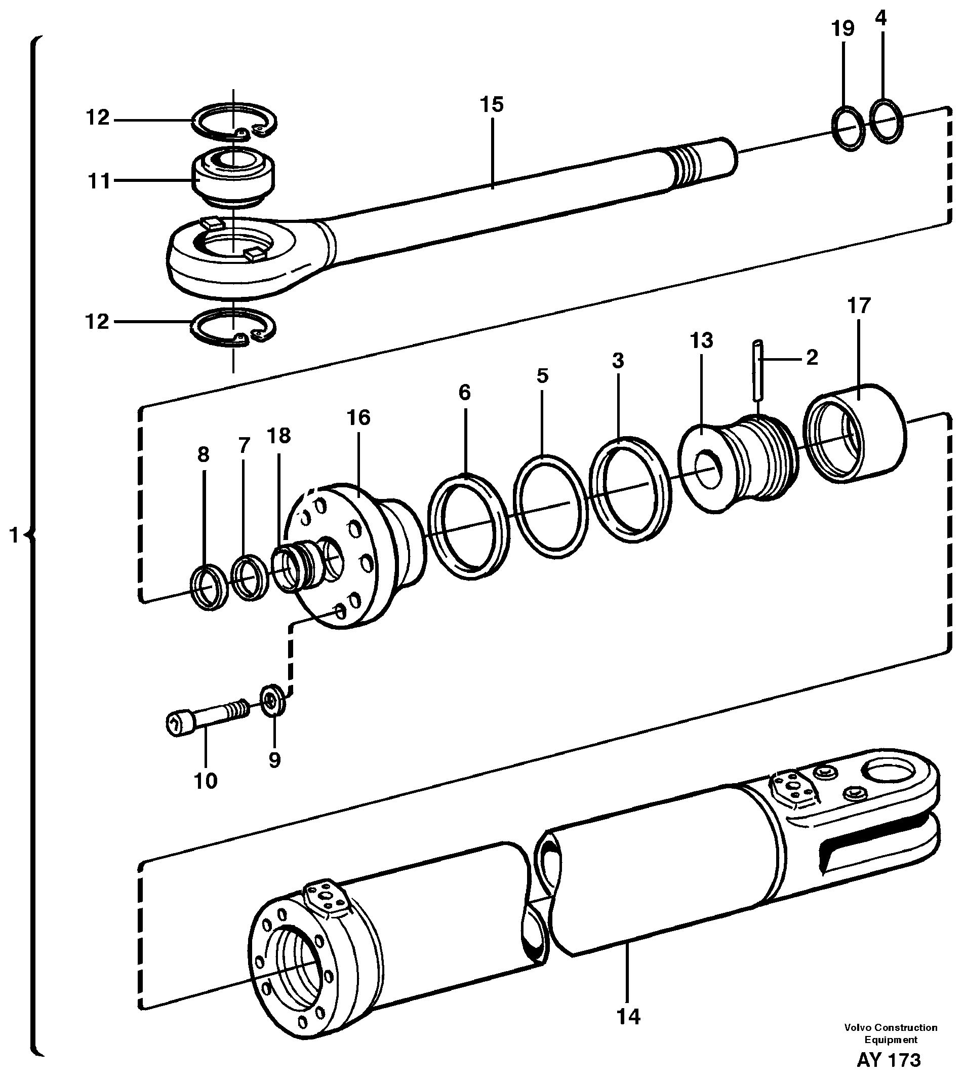 Hydraulic cylinder — volvo parts diagram
