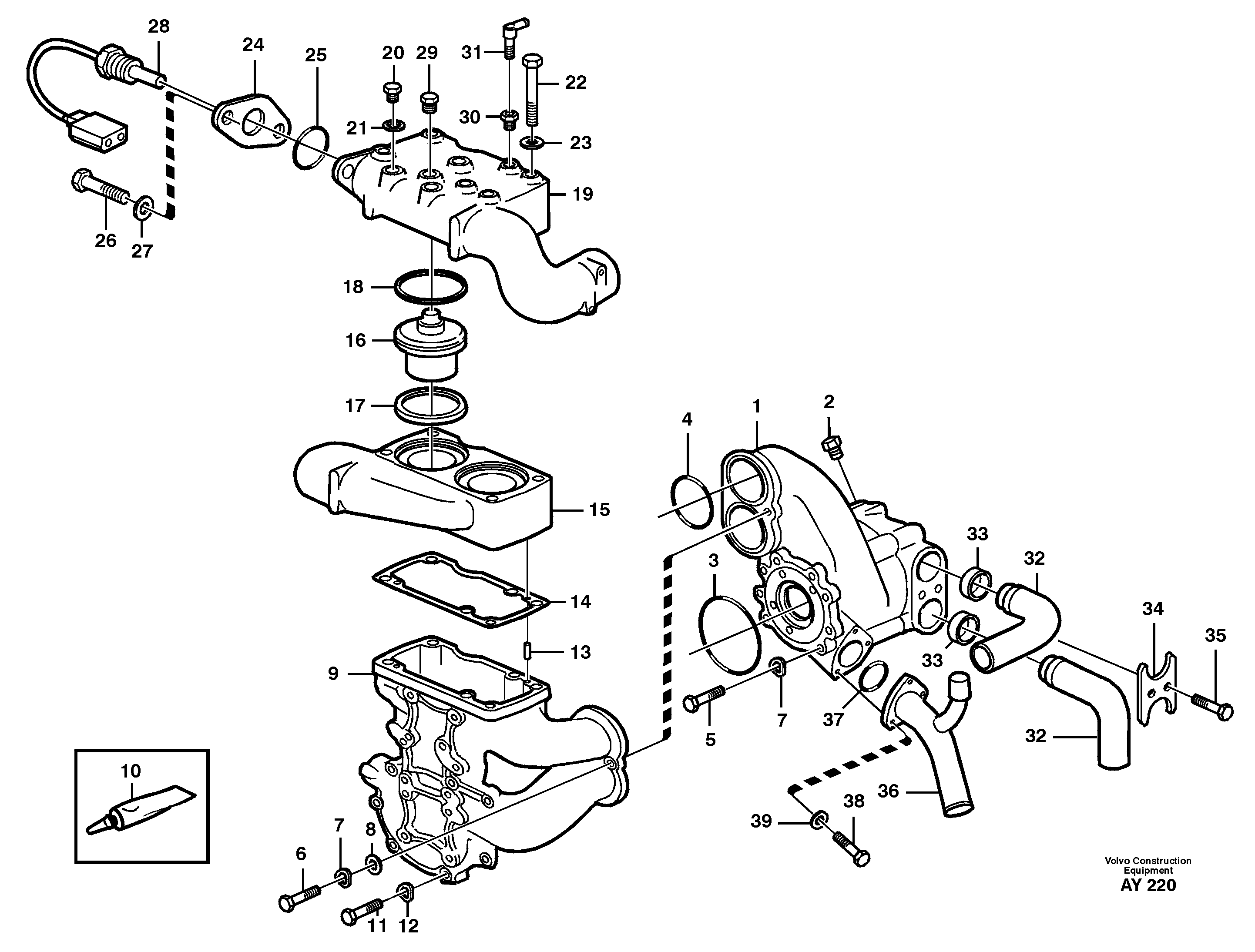 Water pump with fitting parts — volvo parts diagram