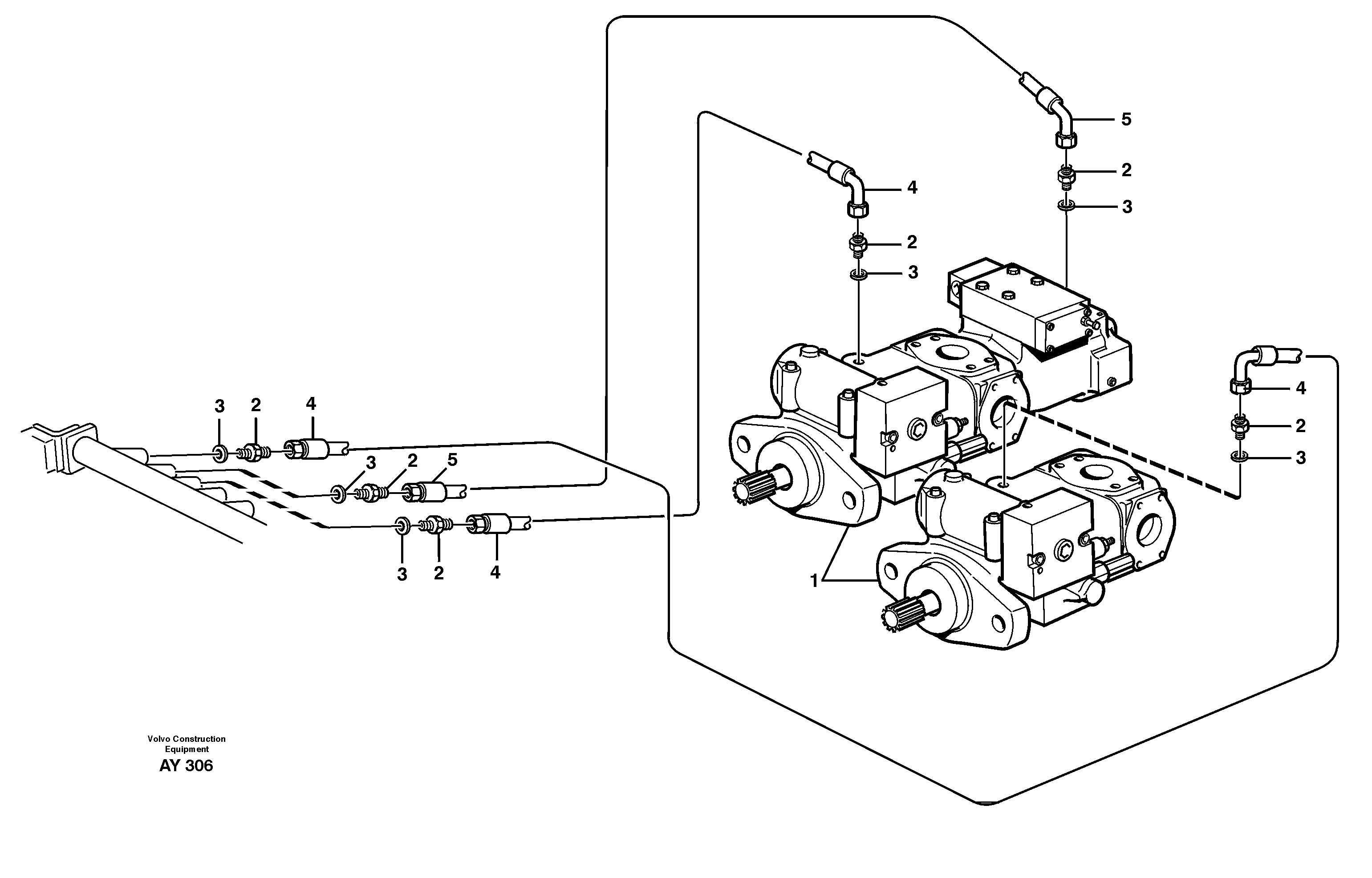 Hydraulic system, leak-off line from pump to tank — volvo parts diagram