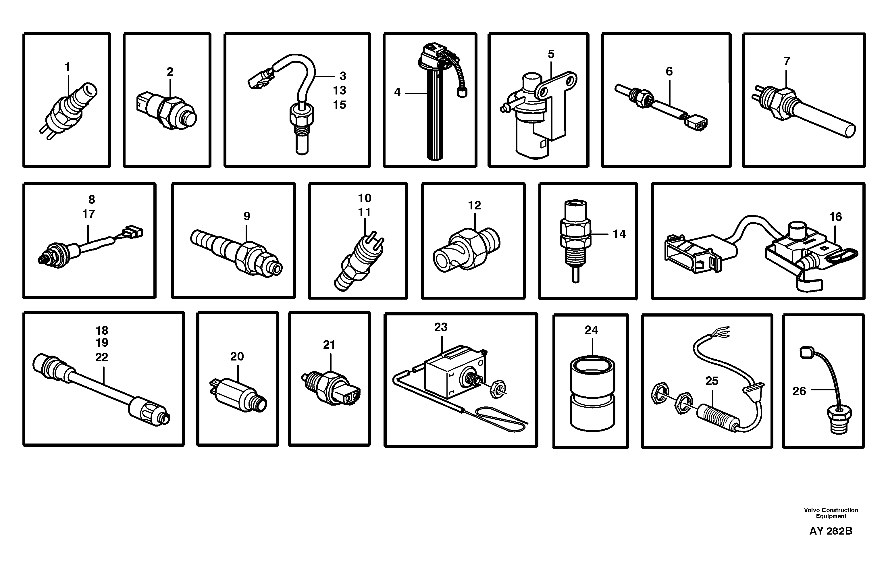 Sensors, reference list — volvo parts diagram