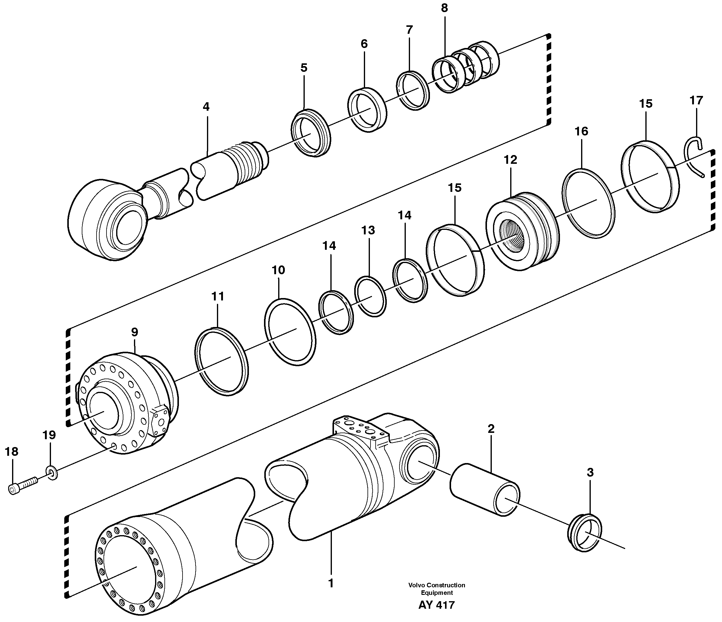 Hydraulic cylinder, tilt  SER NO 1483 - — volvo parts diagram