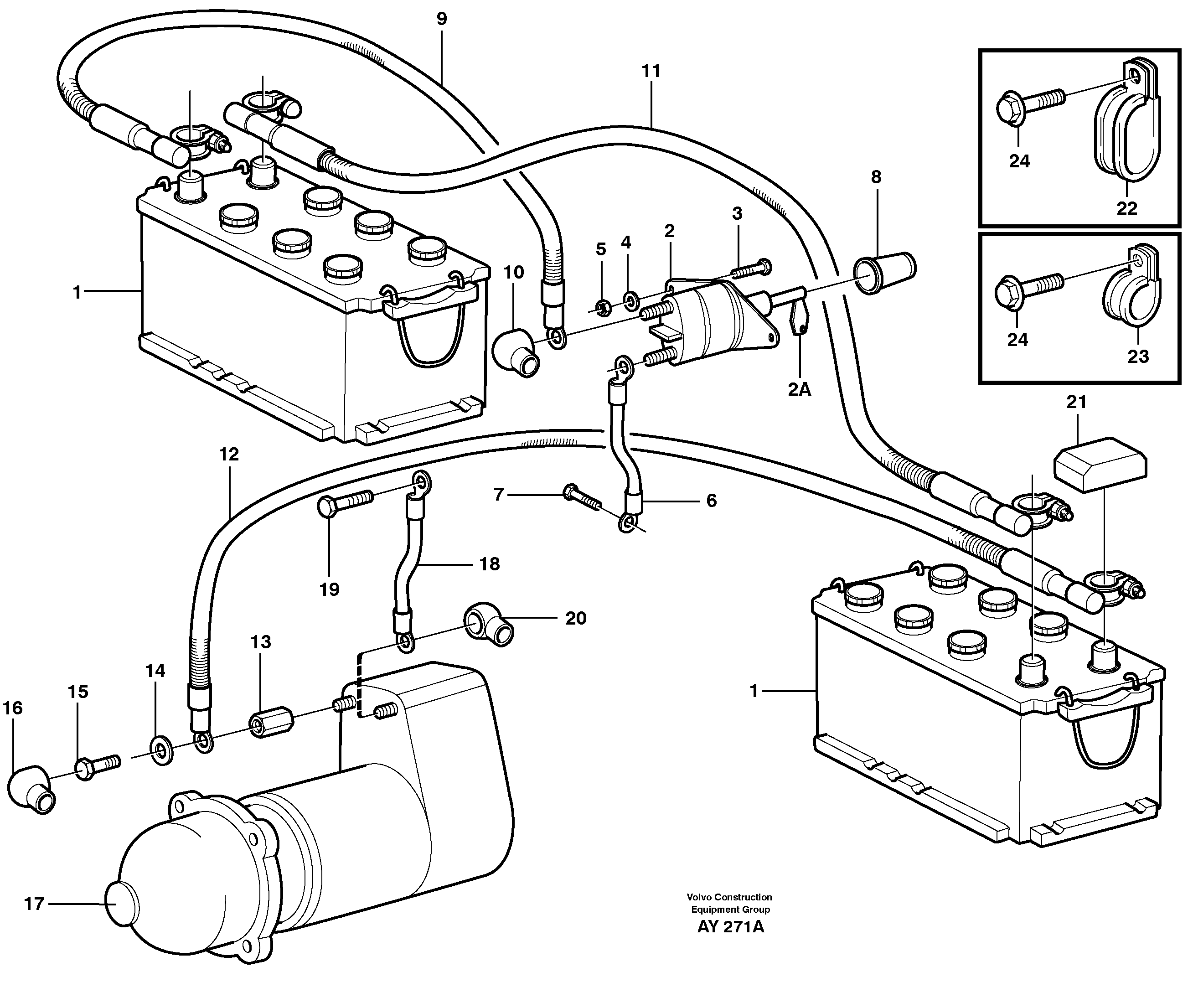 Battery cable and main switch — volvo parts diagram