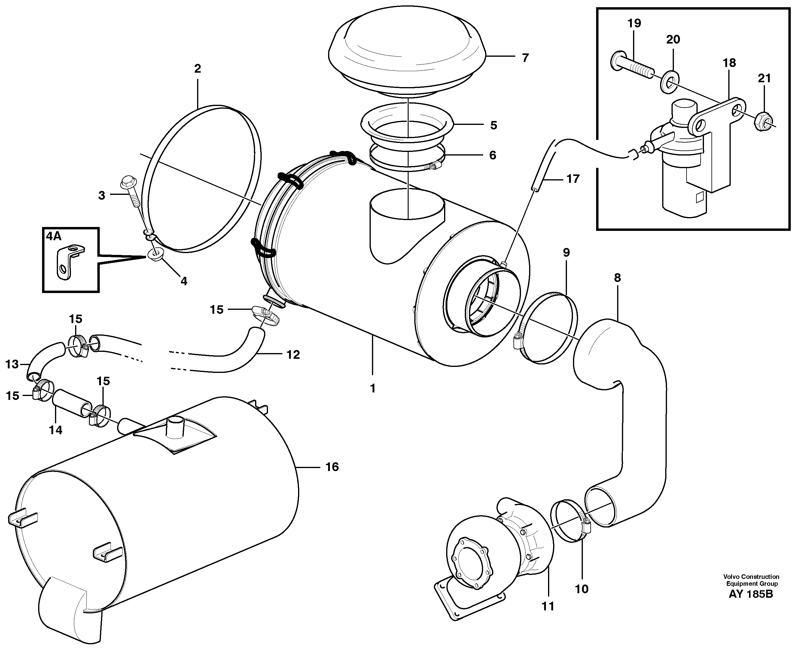 Air filter with fitting parts — volvo parts diagram