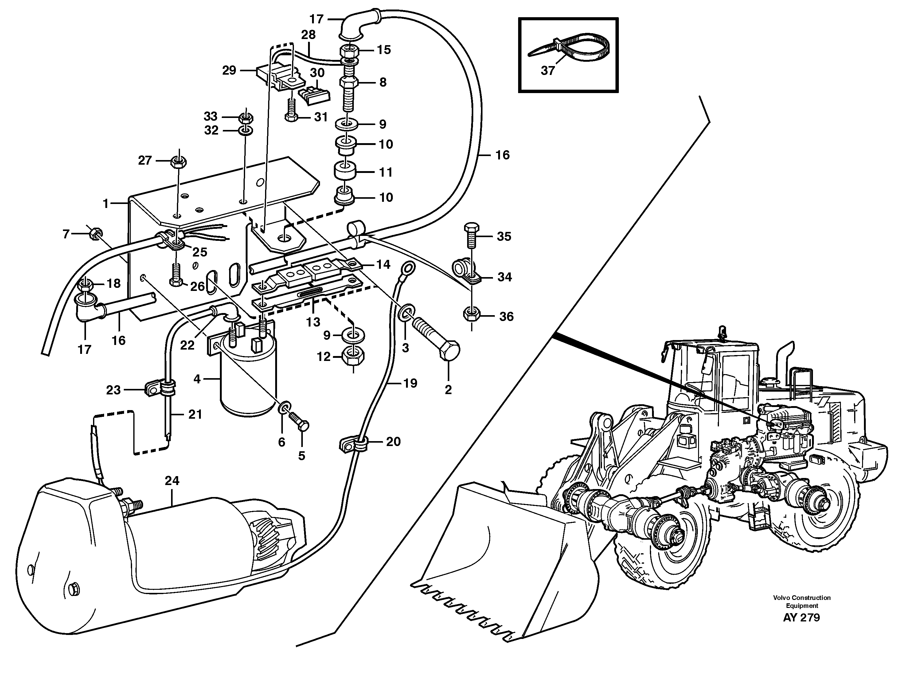 Pre-heater with fitting parts — volvo parts diagram